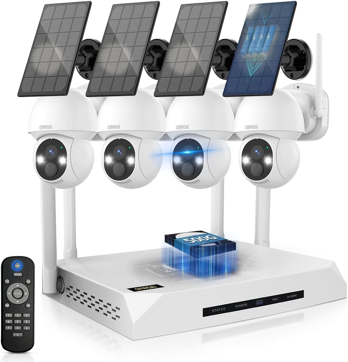 《100% Solar Powered &Full 360° Coverage》Outdoor Wireless PTZ Camera System, 4MP