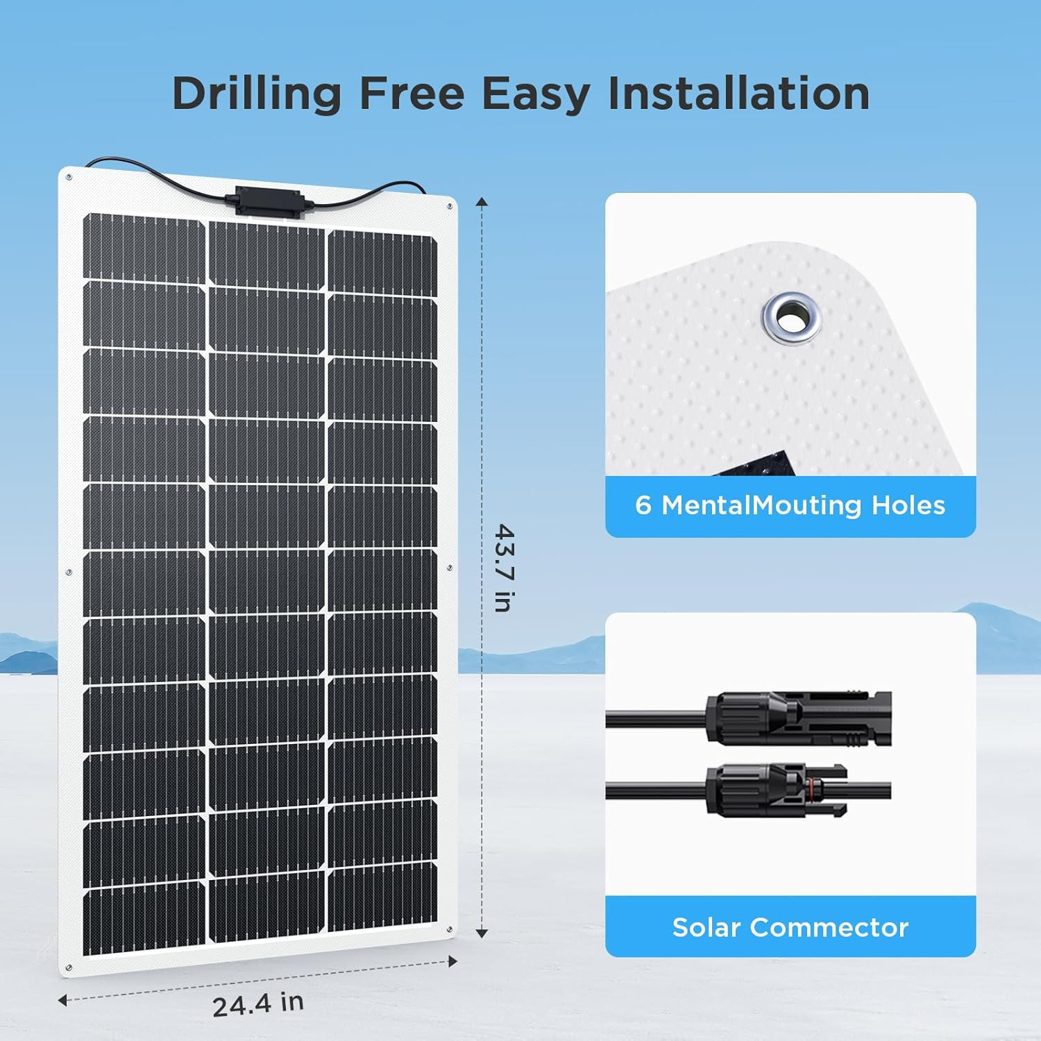 200W Flexible Solar Panel Kit (2X100W), Heat-Reflective White Backsheet, Marine-