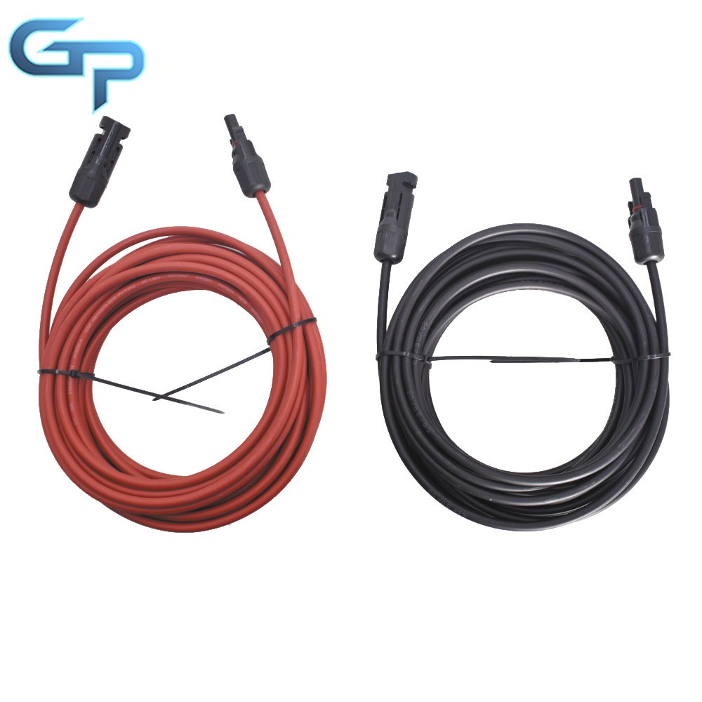 New 1 Pair 4mm²/12AWG 20ft Solar Panel Extension Cable Wire Connector Black+Red