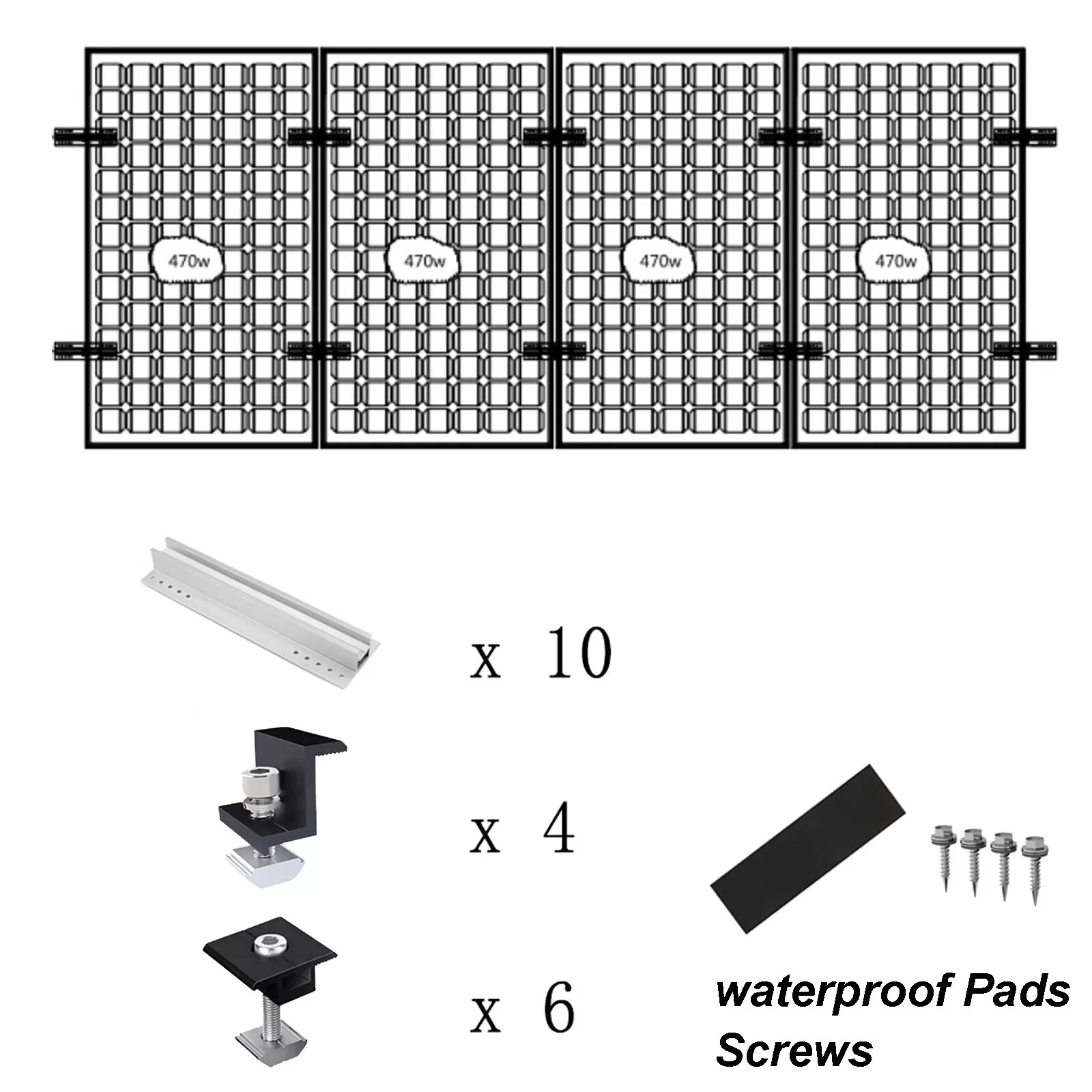 Solar PV Panel Mounting Rail Aluminium Roof Fixing End/Middle Clamp
