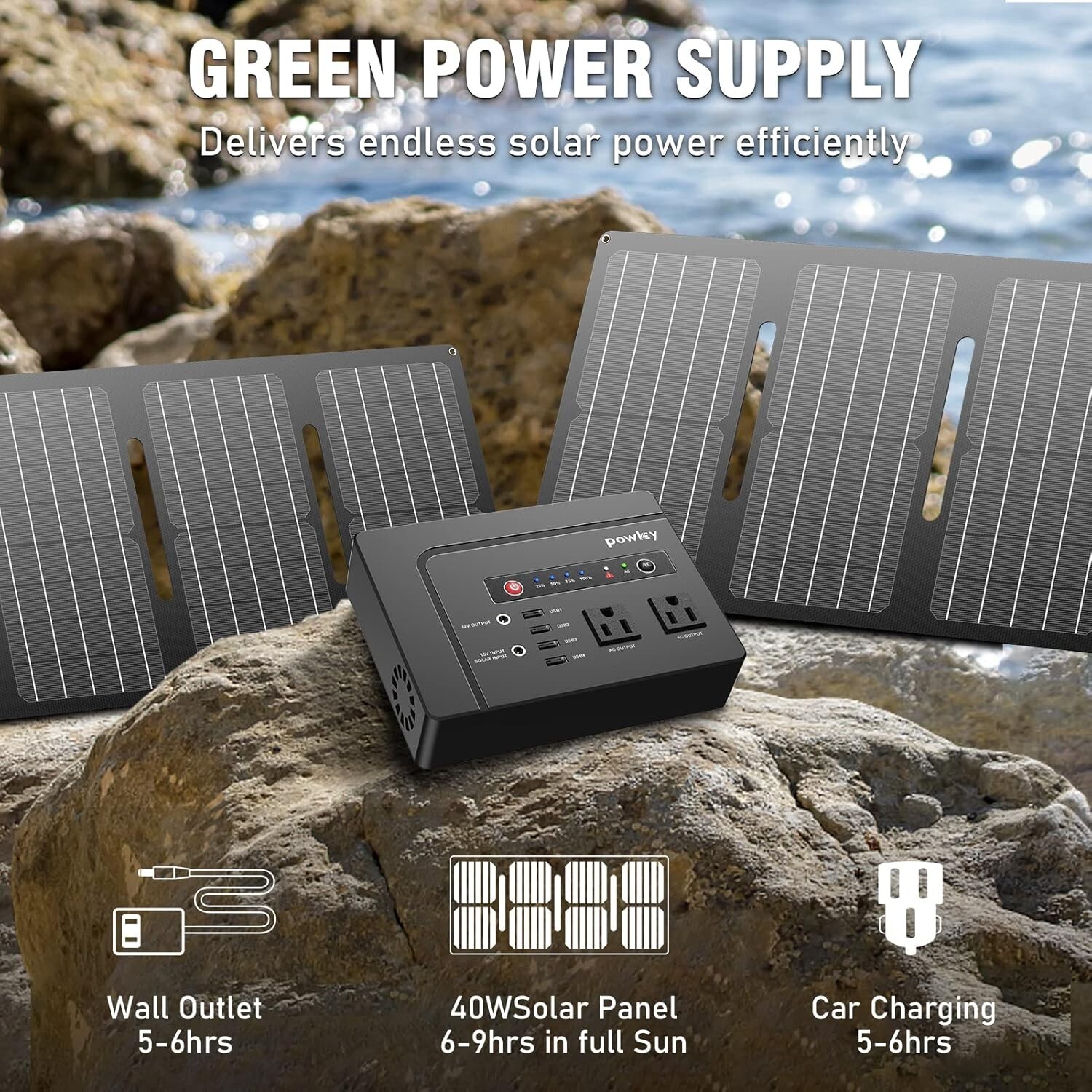 Solar Generator with Panel 200W Portable Power Station with Solar Panel 40W