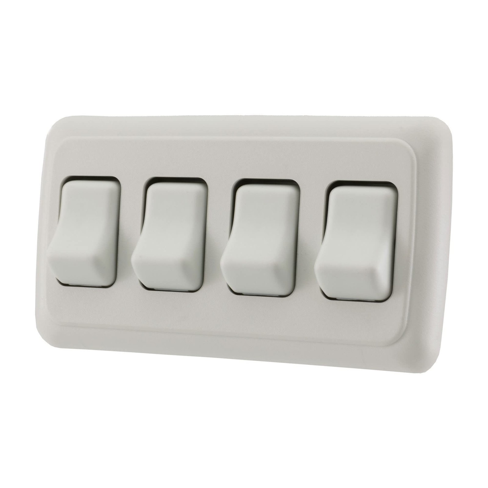 Quad SPST On-Off Switch with Bezel, 12-Volt, for RV, Trailer, Camper (White)