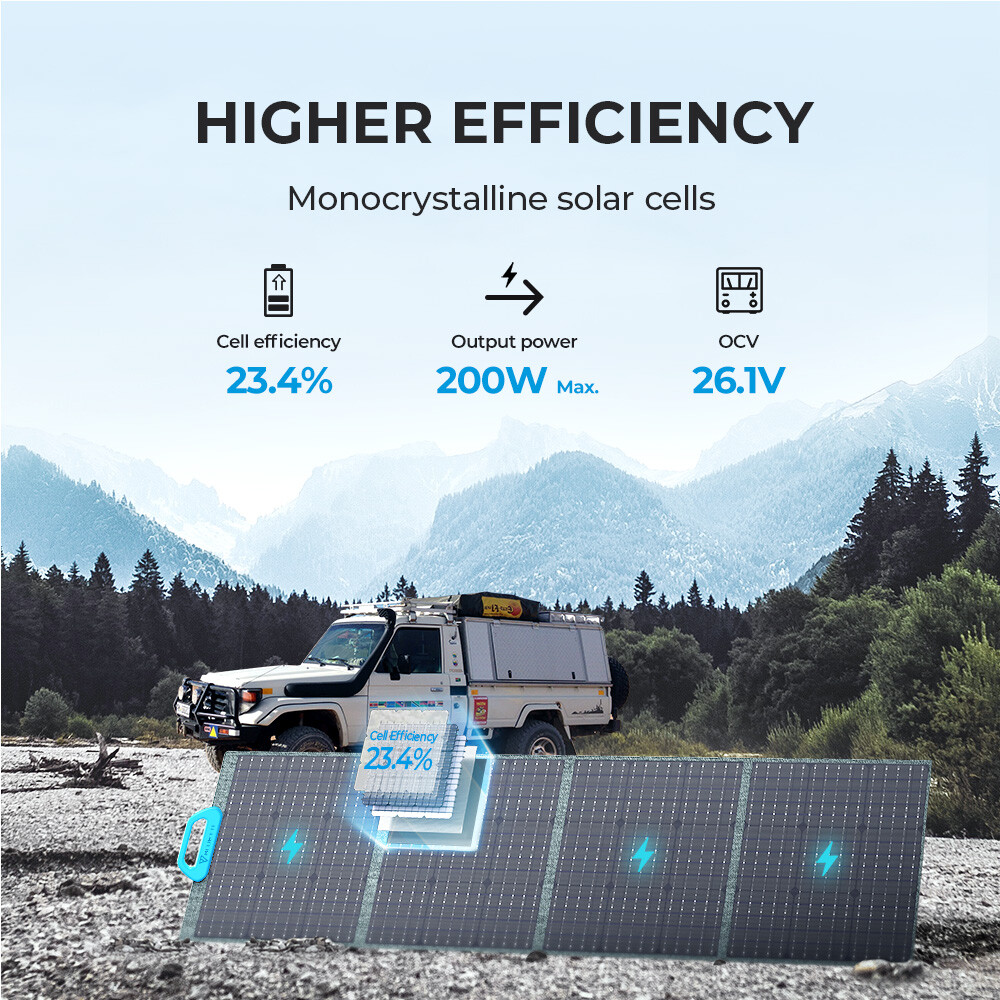 BLUETTI 200W Foldable Solar Panel for Power Station IP67 Rating Monocrystalline