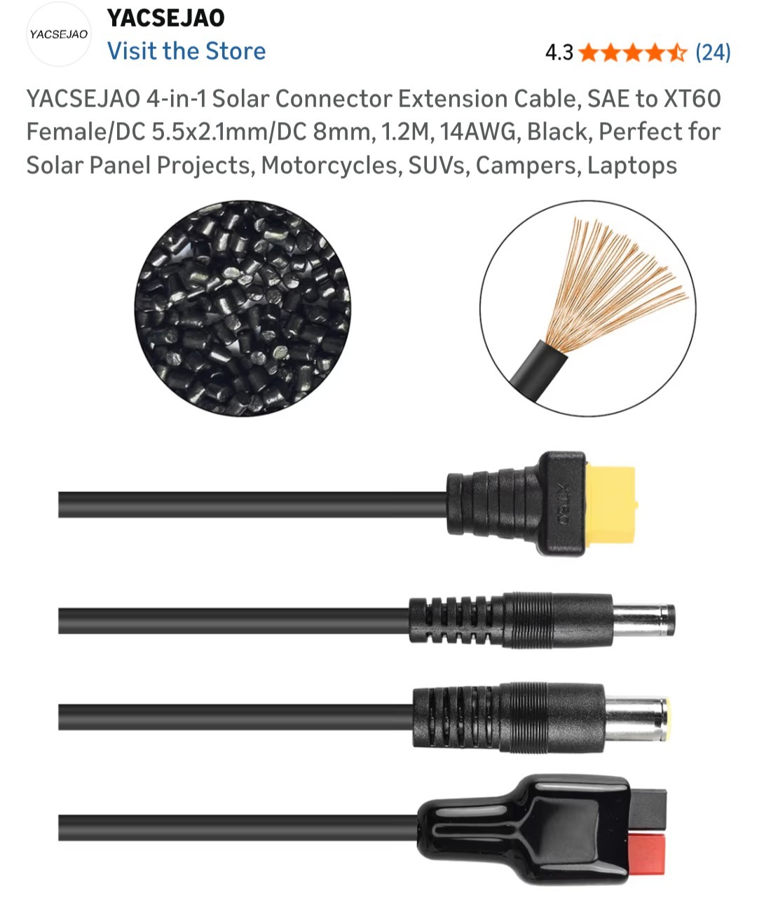4 In 1 Solar Extension Cable Wide Application By Yacsejao