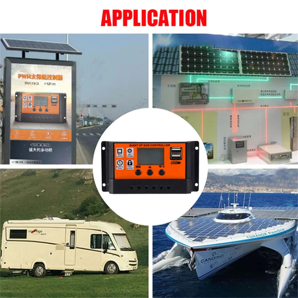 100A PWM Solar Panel Regulator Charge Controller 12V/24V Auto Focus Tracking