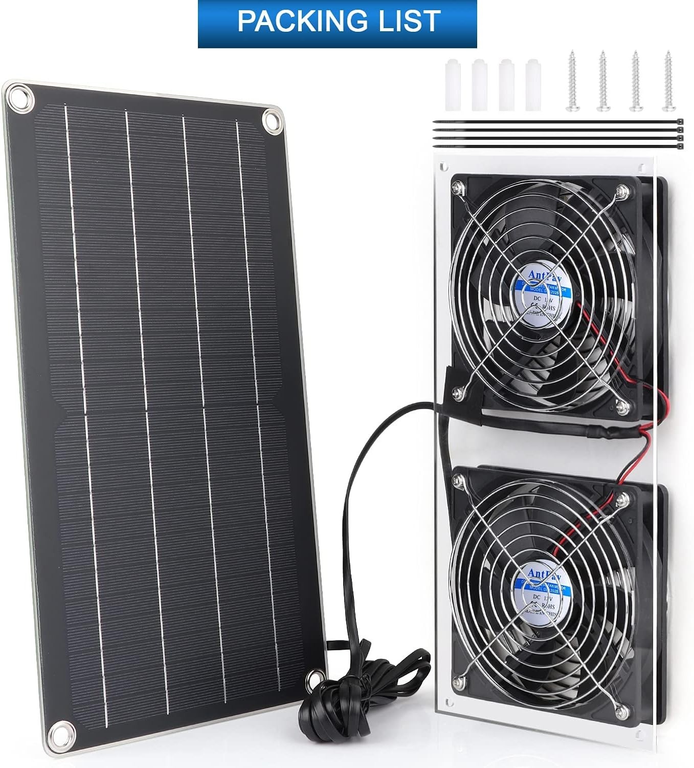 Weatherproof Dual Solar Fan Kit for Greenhouses, Chicken Coops, and Pet Houses