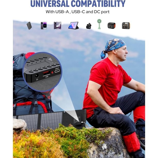Portable 30W Solar Charger – Foldable Panel for Camping and Hiking Adventures