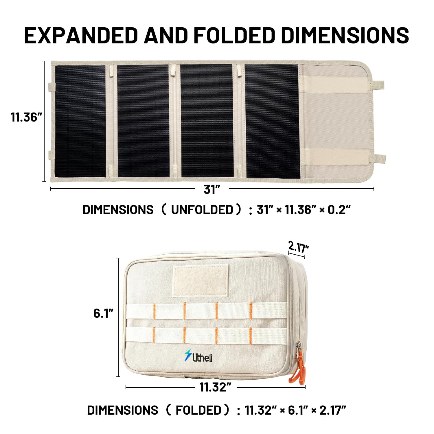 Litheli 24W Portable Solar Panel Charger Foldable Waterproof USB-C USB-A Camping