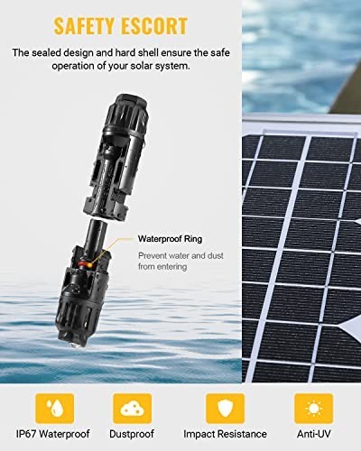 44PCS Waterproof Solar Panel Connectors Set – Male/Female 10AWG Cable, IP67 Rate