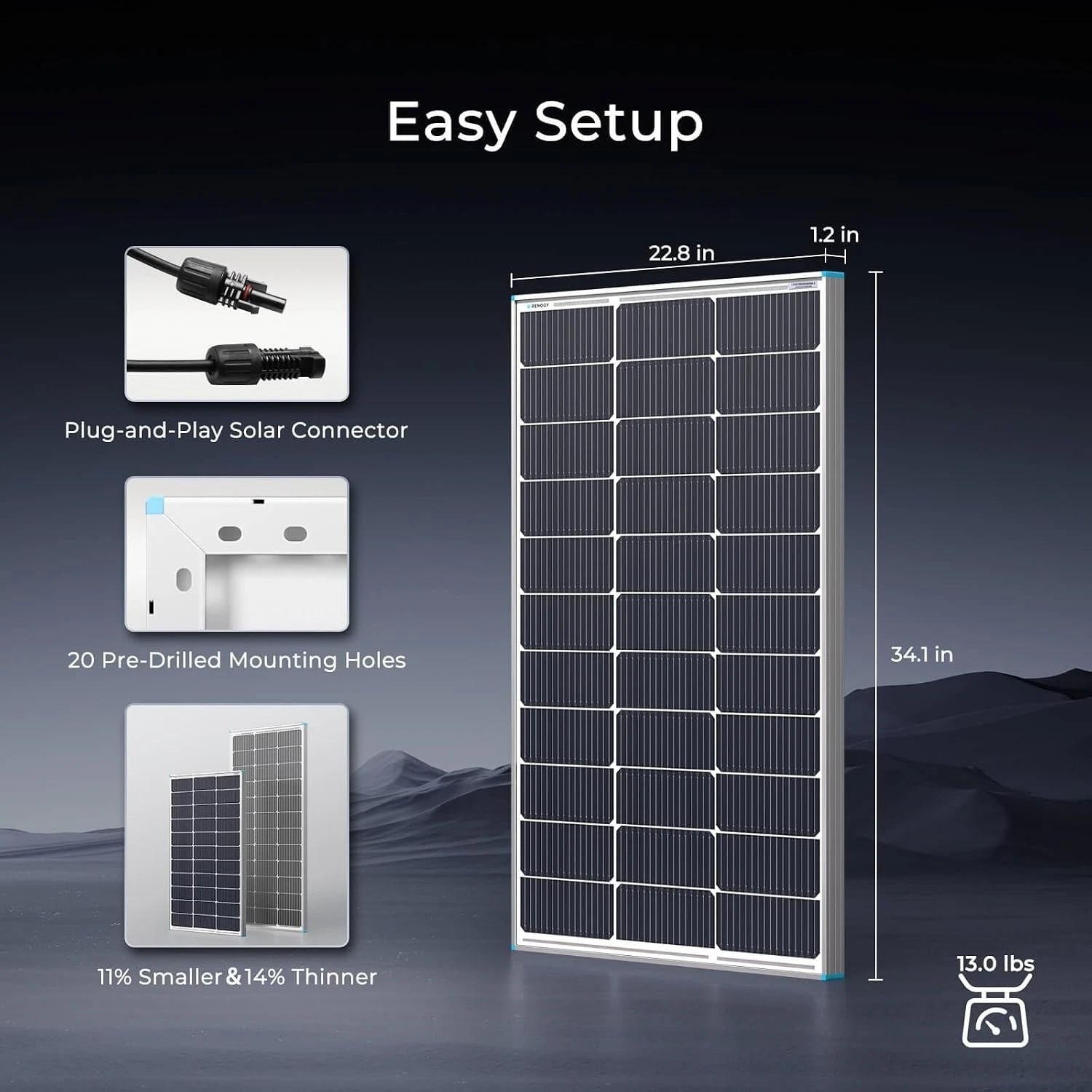Durable 100 Watt Solar Panel with 16BB Cells – Perfect for Marine & Rooftop Use
