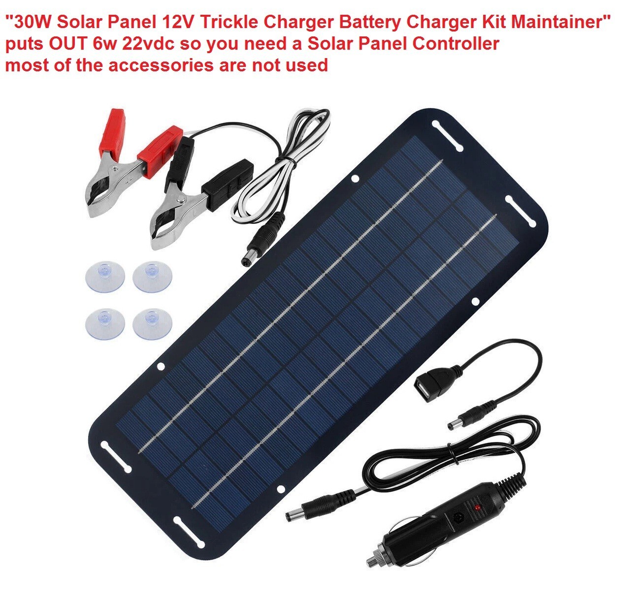 10′ CABLE ONLY Solar Panel 30W 12V Trickle Charger Battery