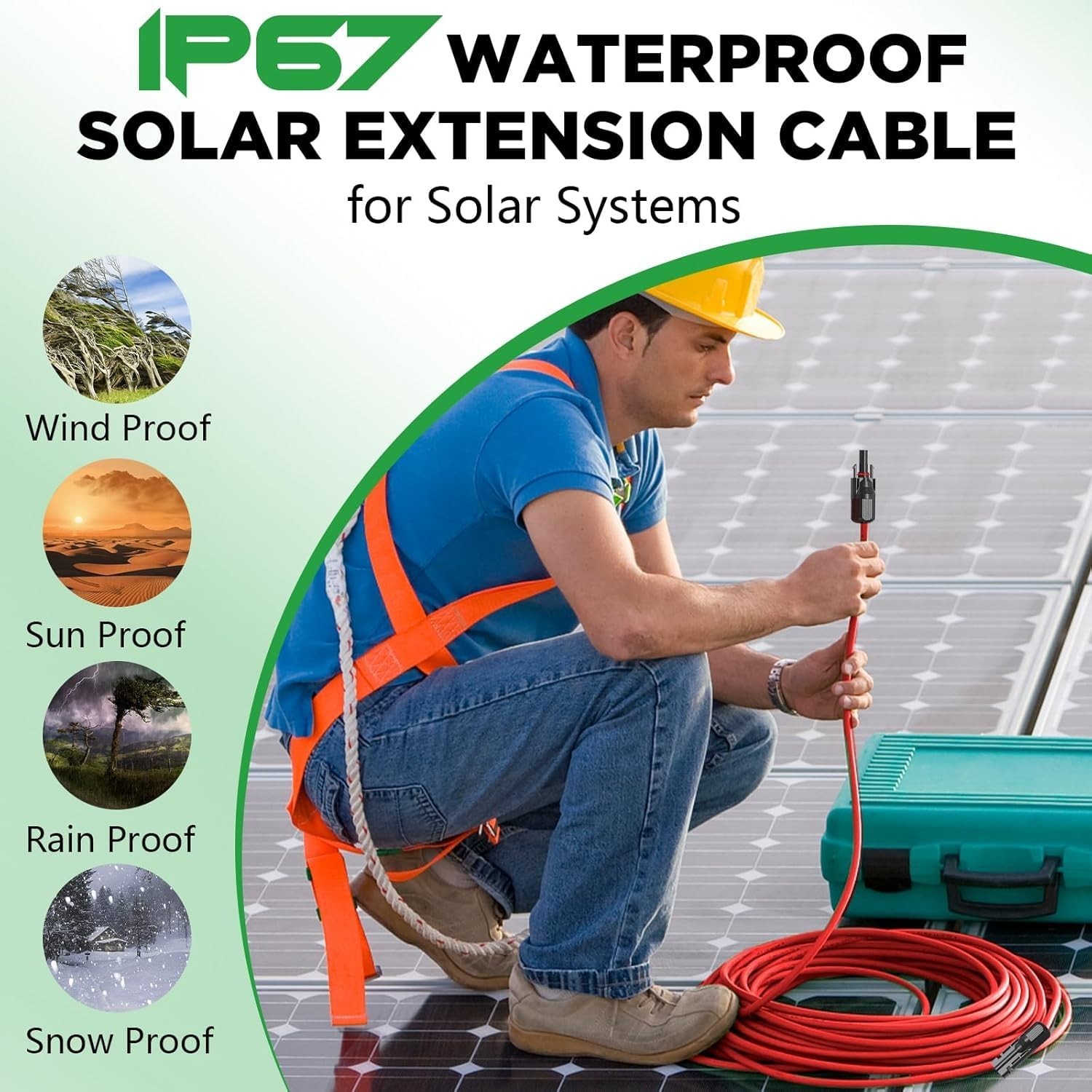 Oududianzi 30 Feet 10AWG Solar Extension Cable with Two Pairs of Female and M…