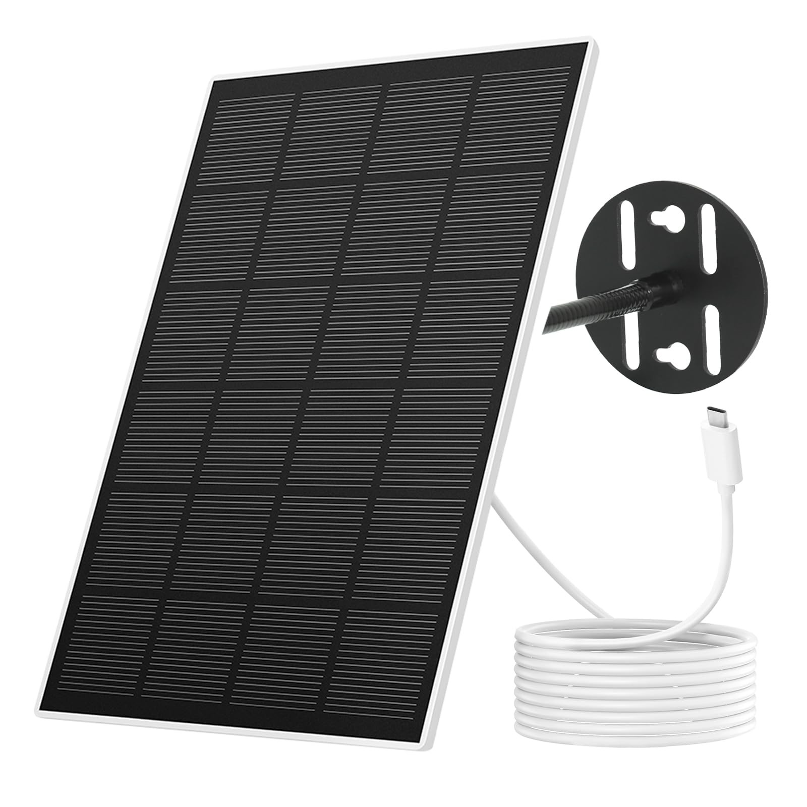 Solar Panel Type-C Charger IP65 3W 360° Swivel for Bird Feeder Camera