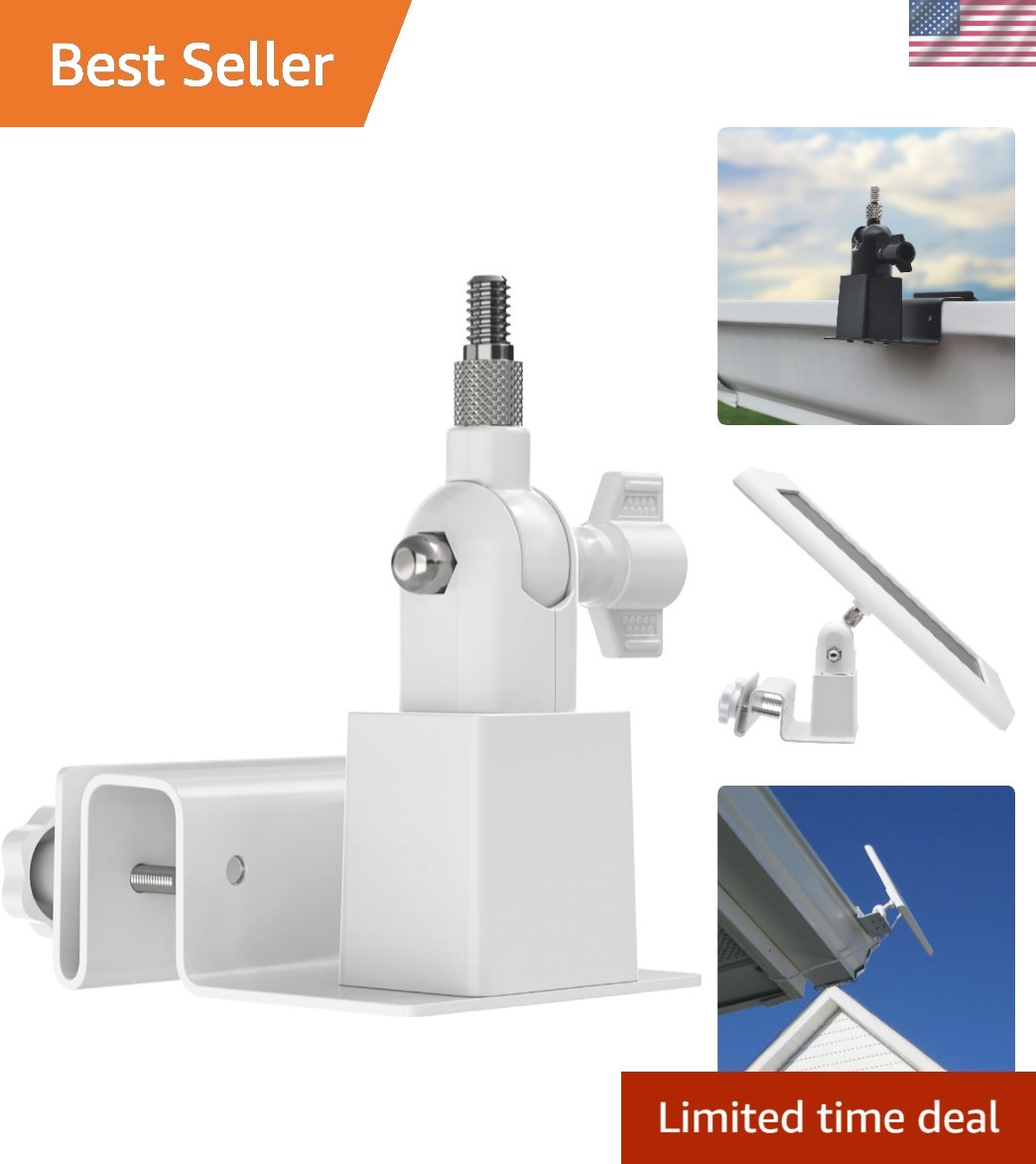 Weather-Resistant Solar Panel Gutter Mount for Secure Camera Placement in White