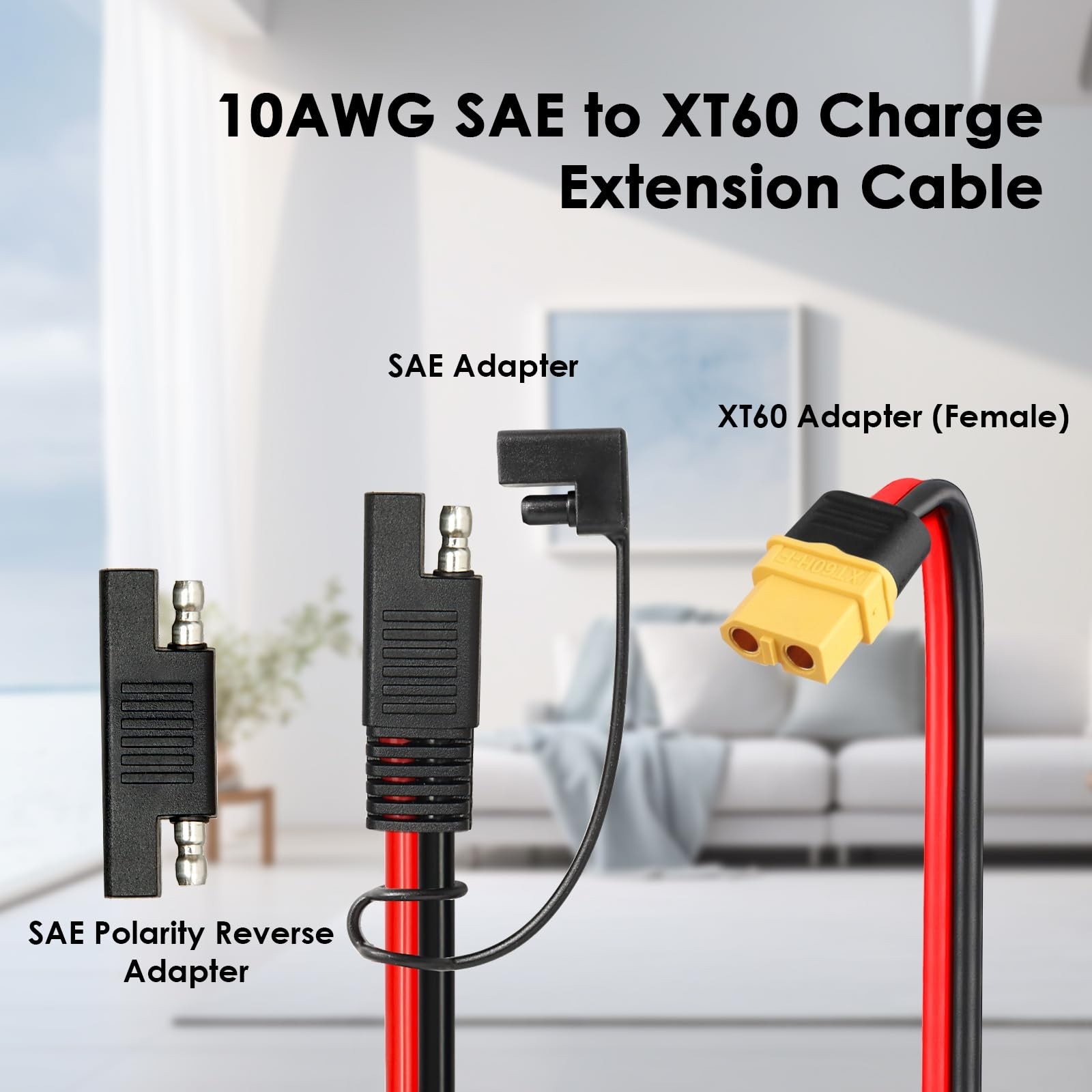 10FT 10AWG SAE to XT60 Connector Extension Cable, Polarity Reverse Adapter for S