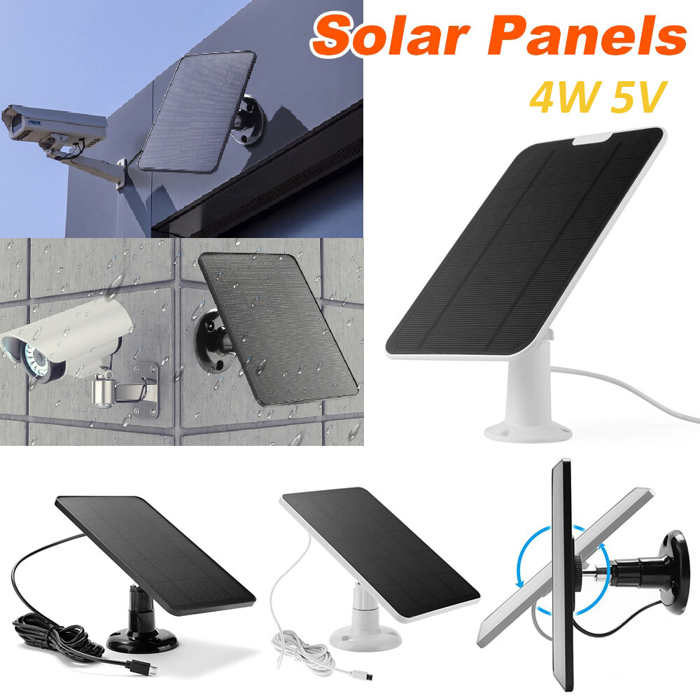 Solar Panel for Outdoor Camera Security Cam Micro USB to Type C Battery Charger