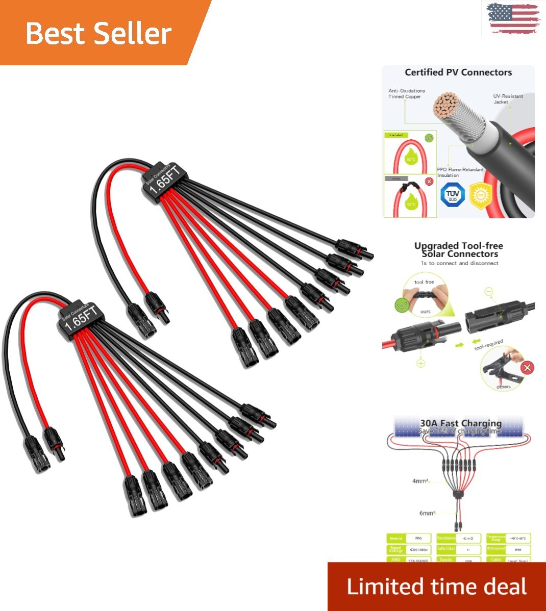 Effortless Installation 2 Pack Solar Connectors – Weatherproof for Outdoor Use