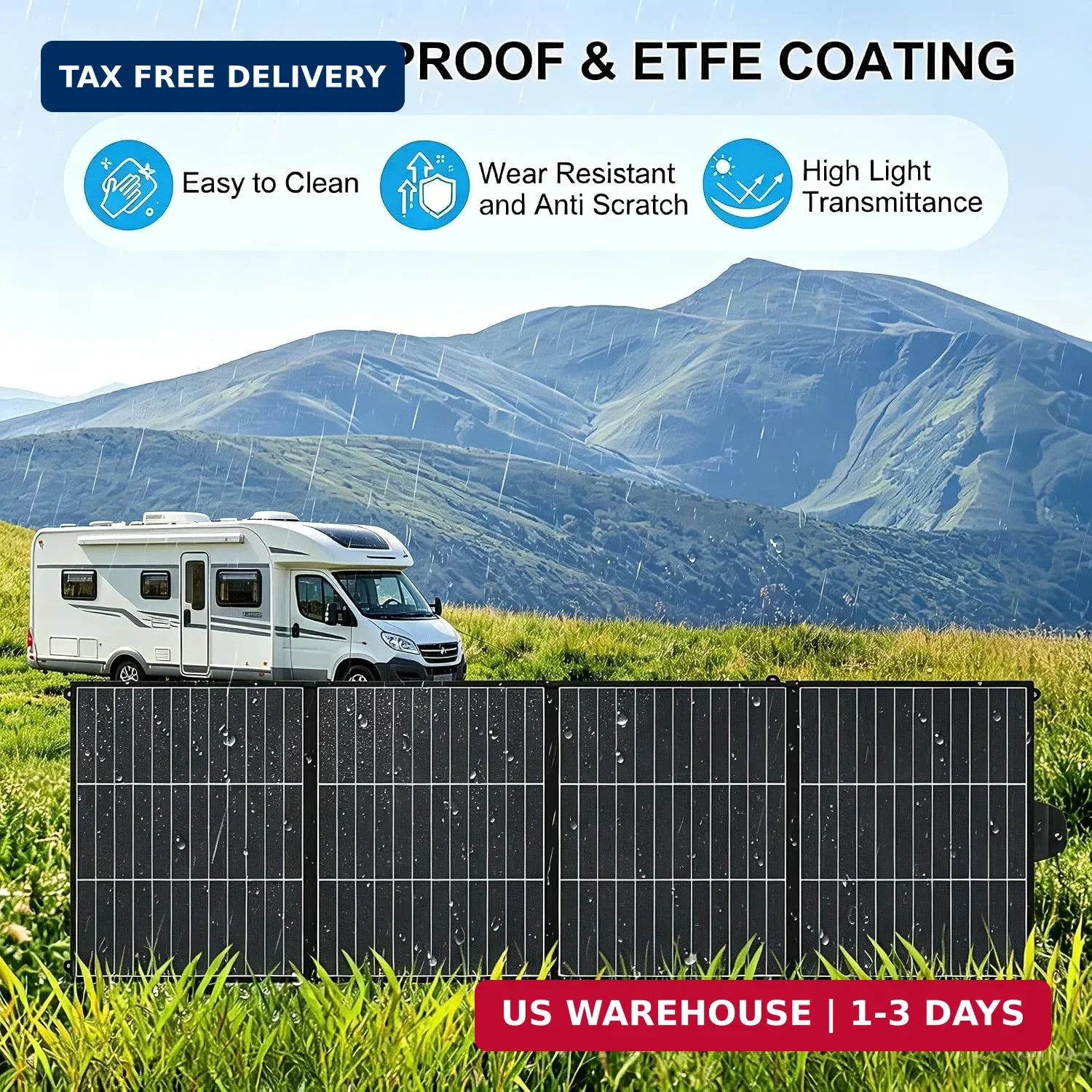 200W Portable Solar Panel for Power Station 25% Efficiency HPBC Cells ETFE Folda