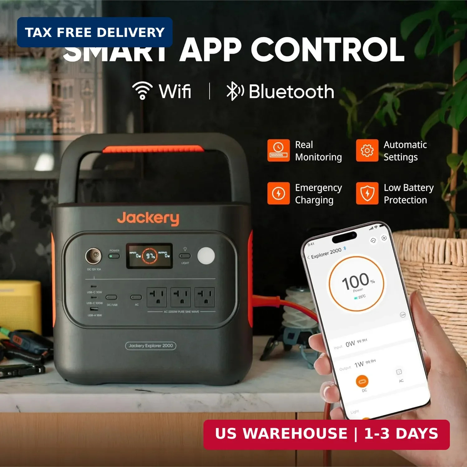 Jackery Explorer 2000 v2 Portable Power Station, 2042Wh LiFePO4 Home Backup Batt