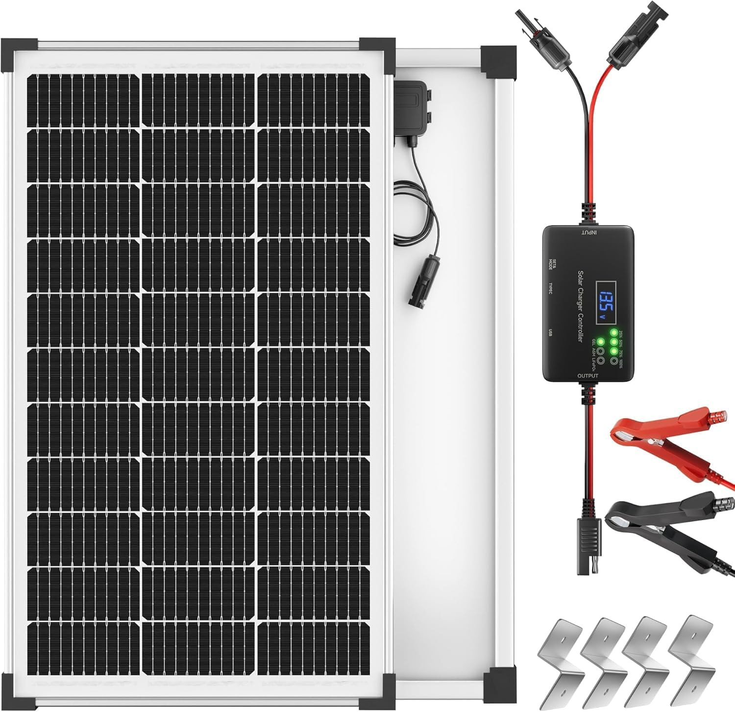 100W Solar Panel Charger Kit with 20A Controller for RVs, Boats & Off-Grid