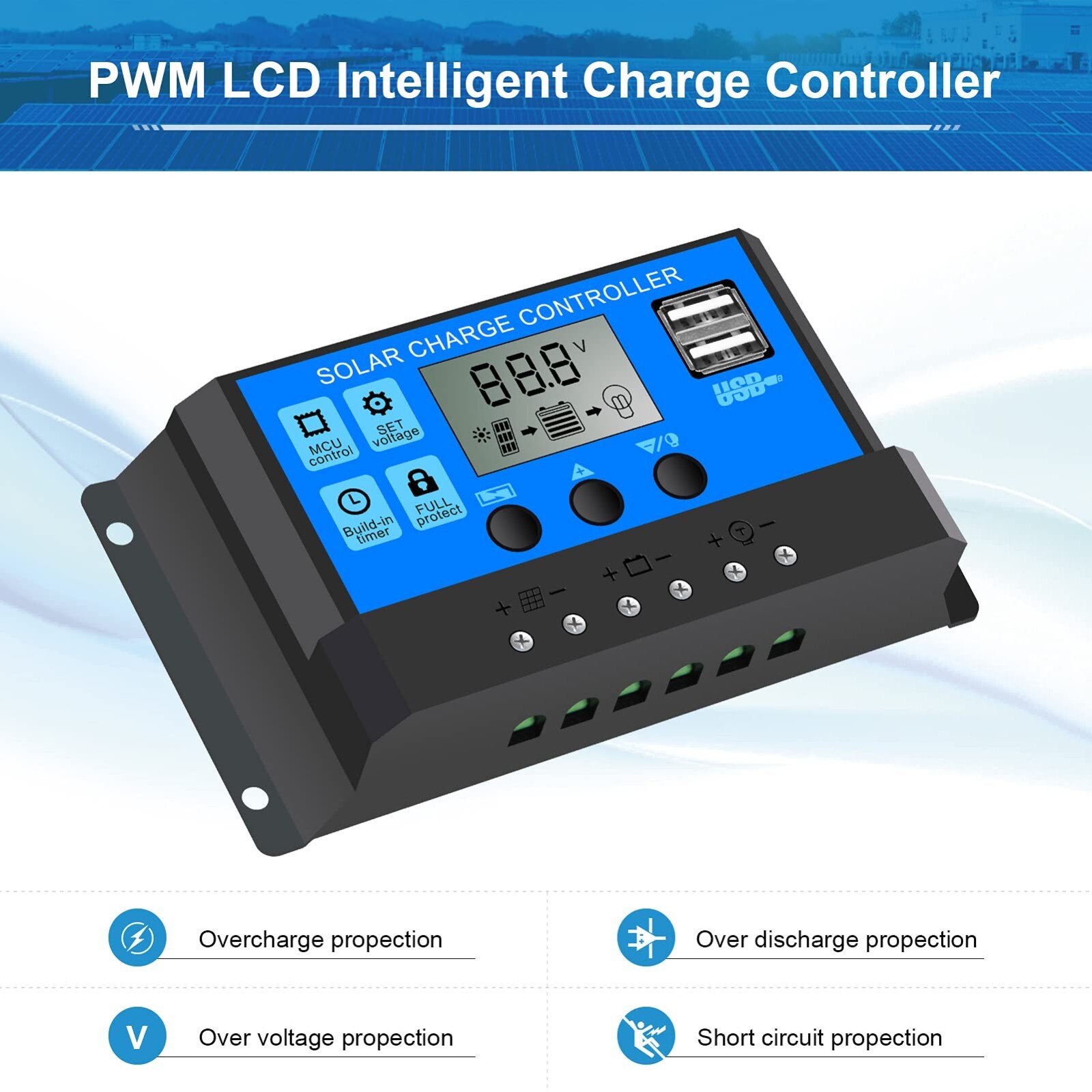 20W 12 Volt Battery Charger Solar Powered Panel for Car Dump Trailer Boat Marine