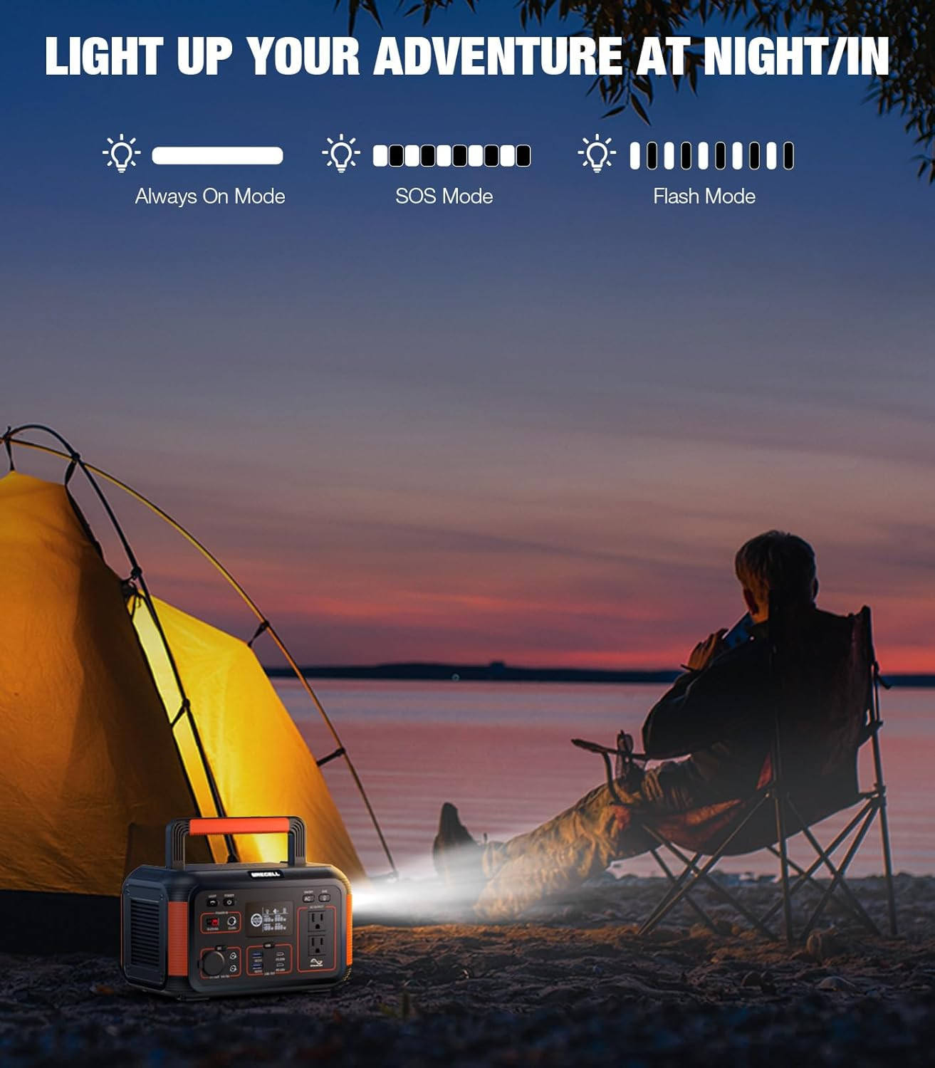 GRECELL 500W Portable Power Station 444Wh Solar Generator with 110V Pure Sine Wa