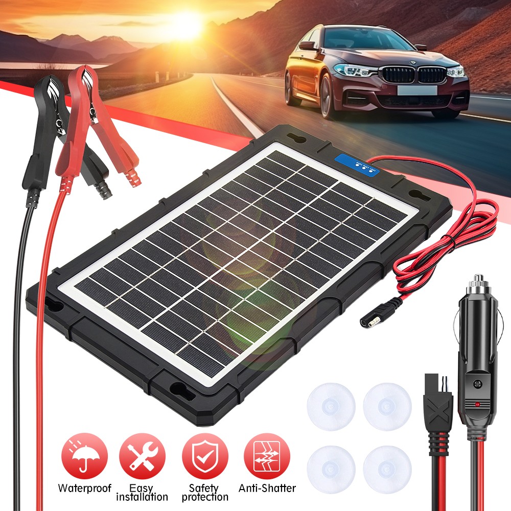 Battery Maintainer Solar Charger 12V Tender Car Trickle Motorcycle Boats Trucks