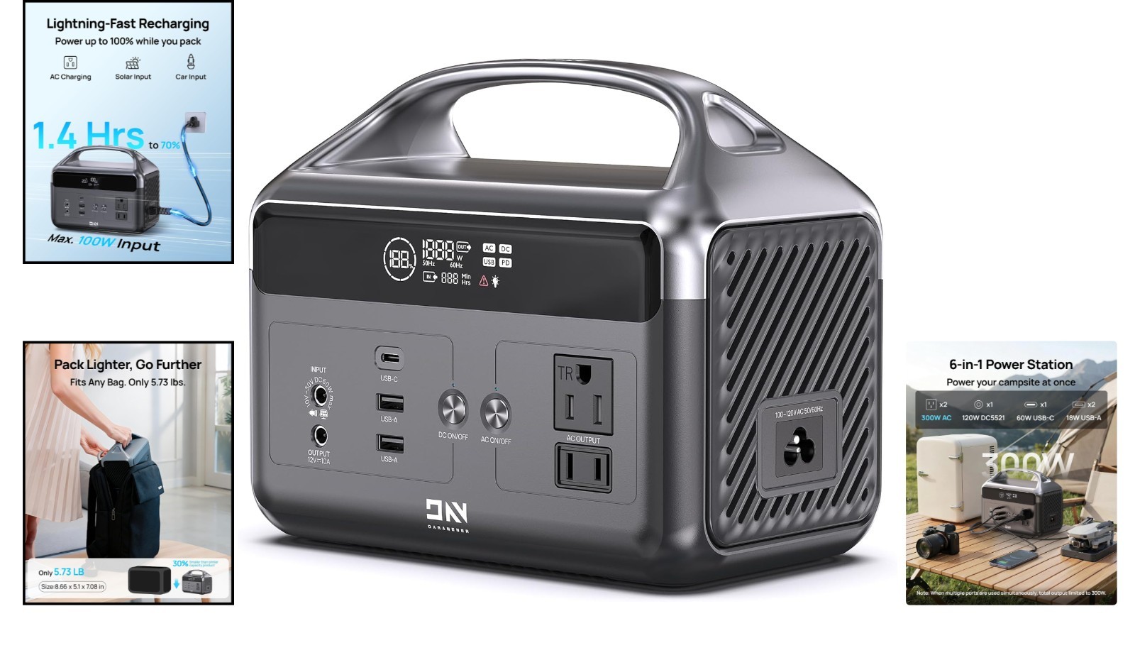 Emergency Backup Power 192Wh LiFePO4 Station – 6 Device Charger for Outdoor Use