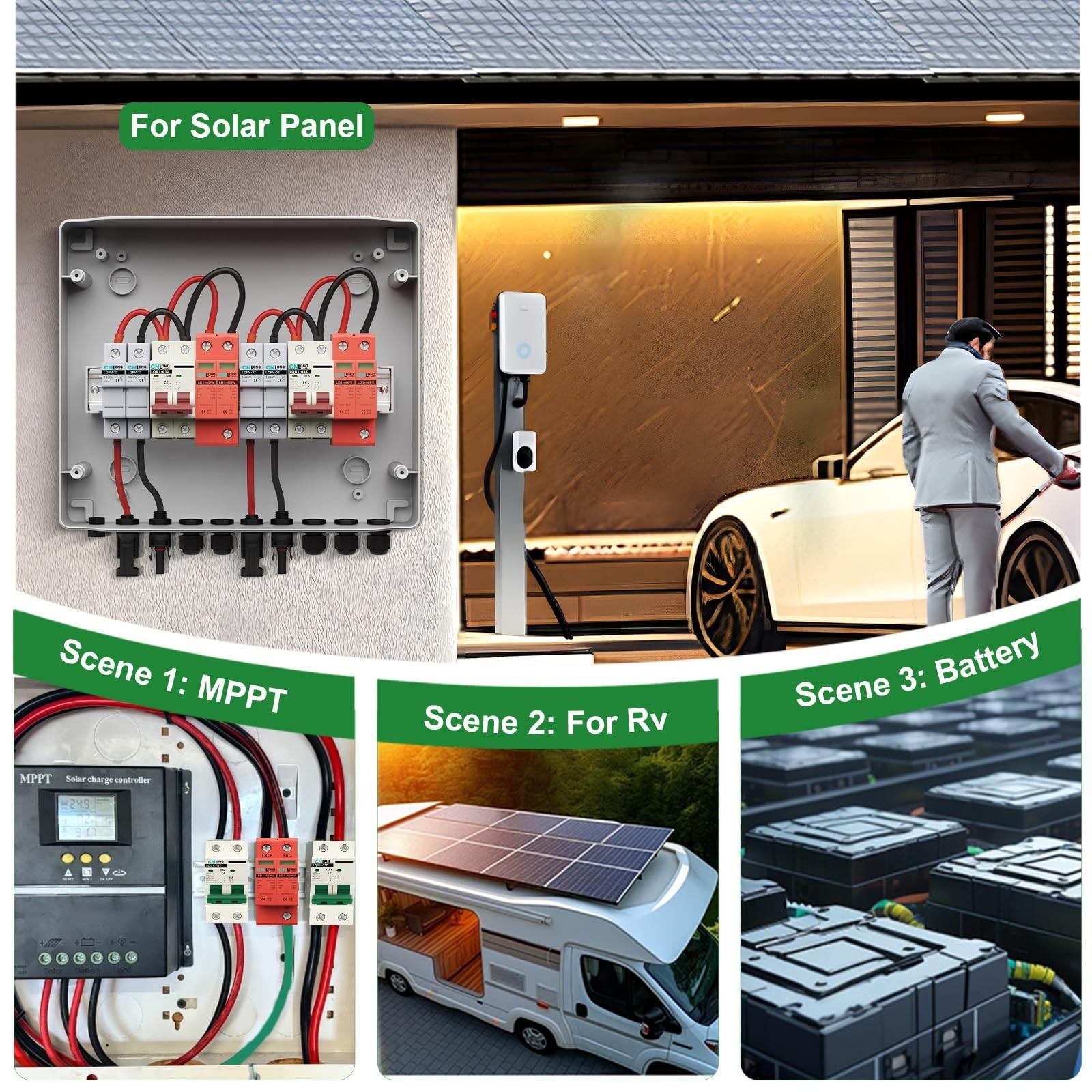 Solar PV DC 1000V 40KA Surge Protector Lightning Arrester 2Pc DIN Rail