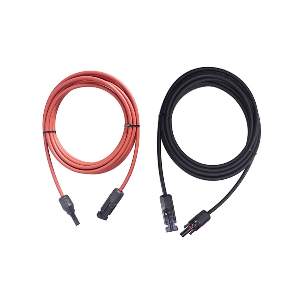 Solar Panel Extension Cable Wire Connector 12AWG 10ft 1Pair Black + Red New