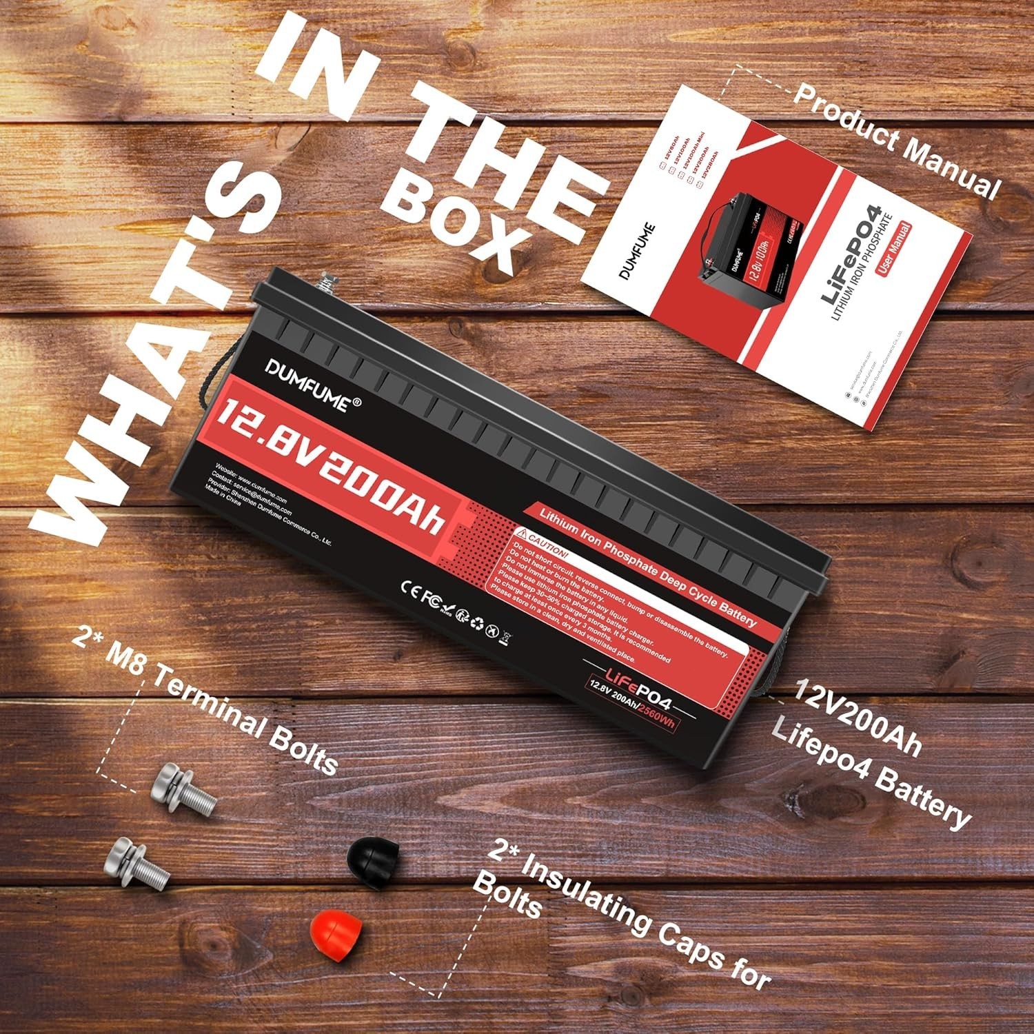 12V 200Ah LiFePO4 Lithium Battery Deep Cycle 200A BMS For RVs Solar Off-grid