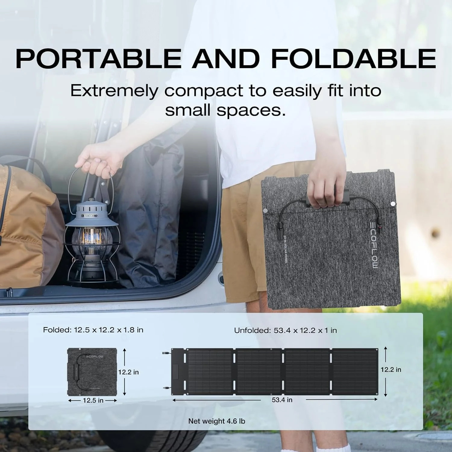60W Portable Solar Panel for Power Station, Foldable Solar Charger with Adjustab