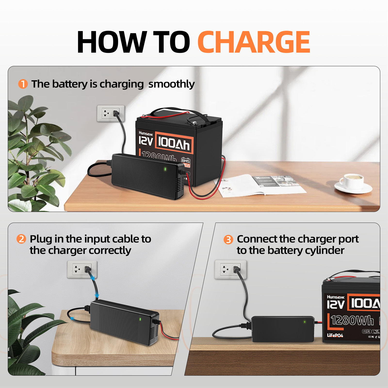 Humsienk 12V 20A LiFePO4 Battery Charger Fast Charging Protection for RV Marine