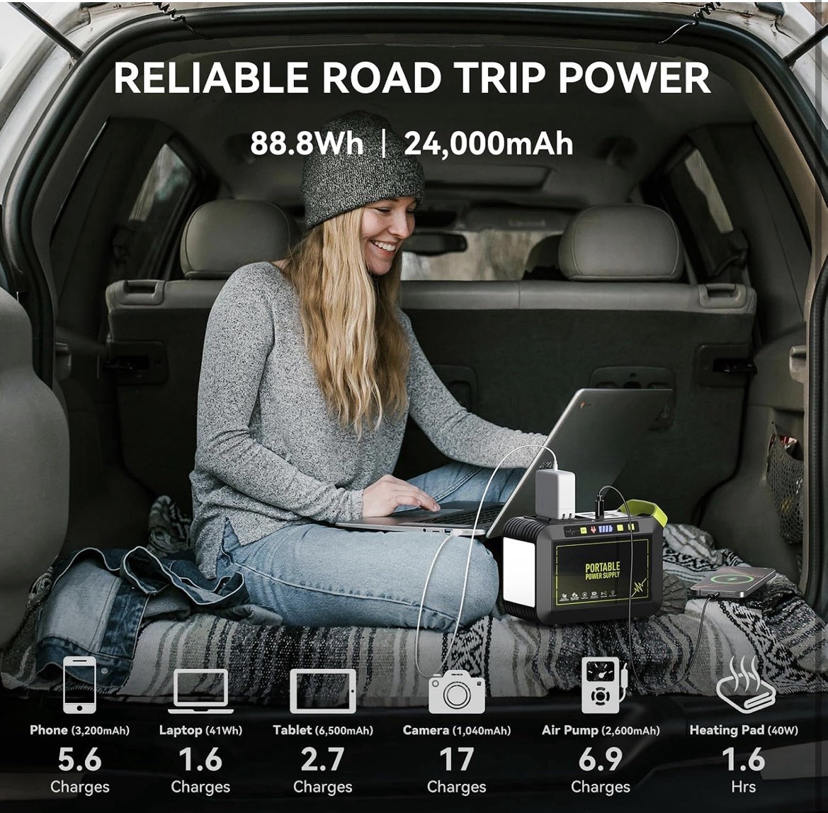 88.8Wh Solar Generator with 21W Solar Panel Included Portable Green Black
