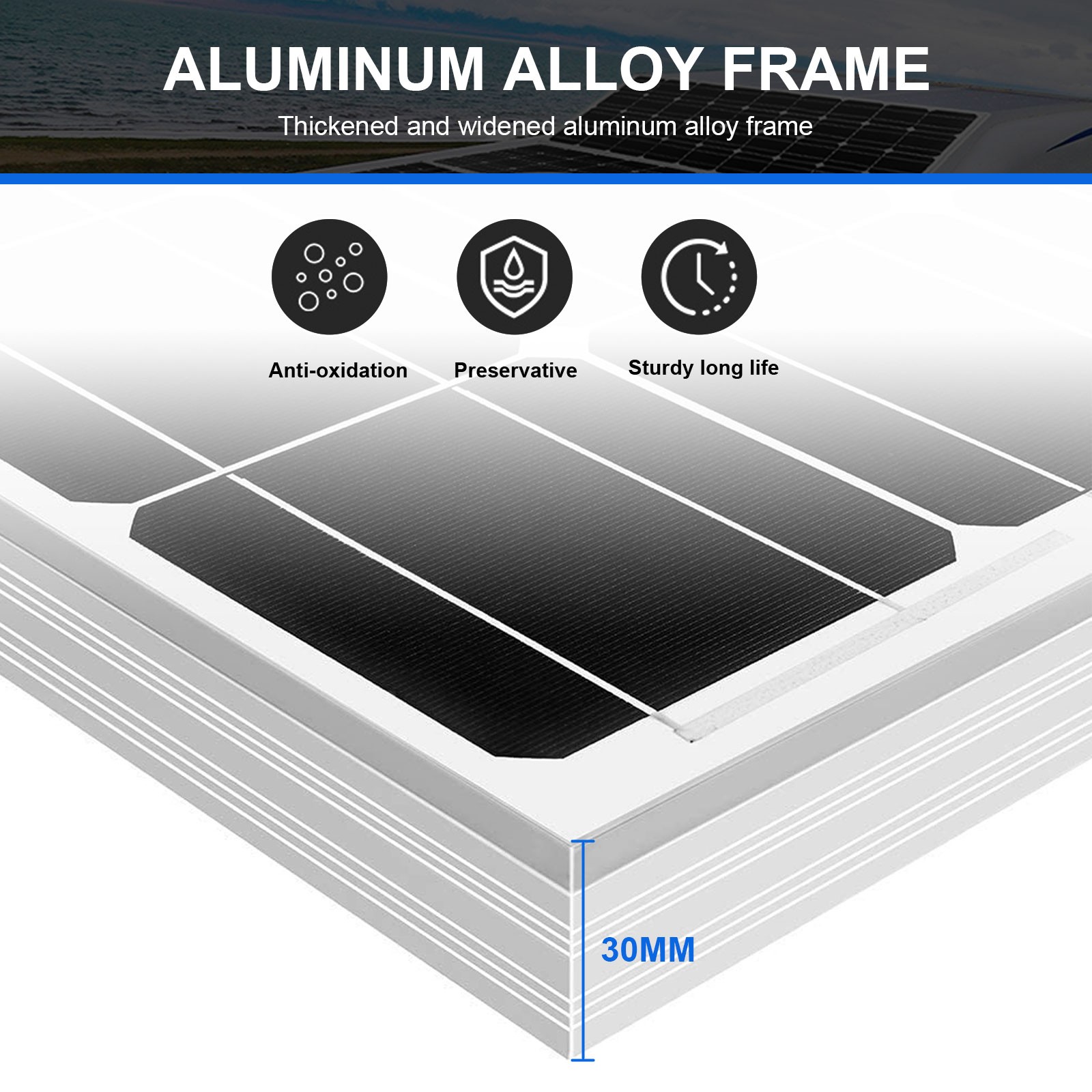 200W 12 Volt Monoc Solar Panel High Efficiency Durable RV Marine Boat Off Grid