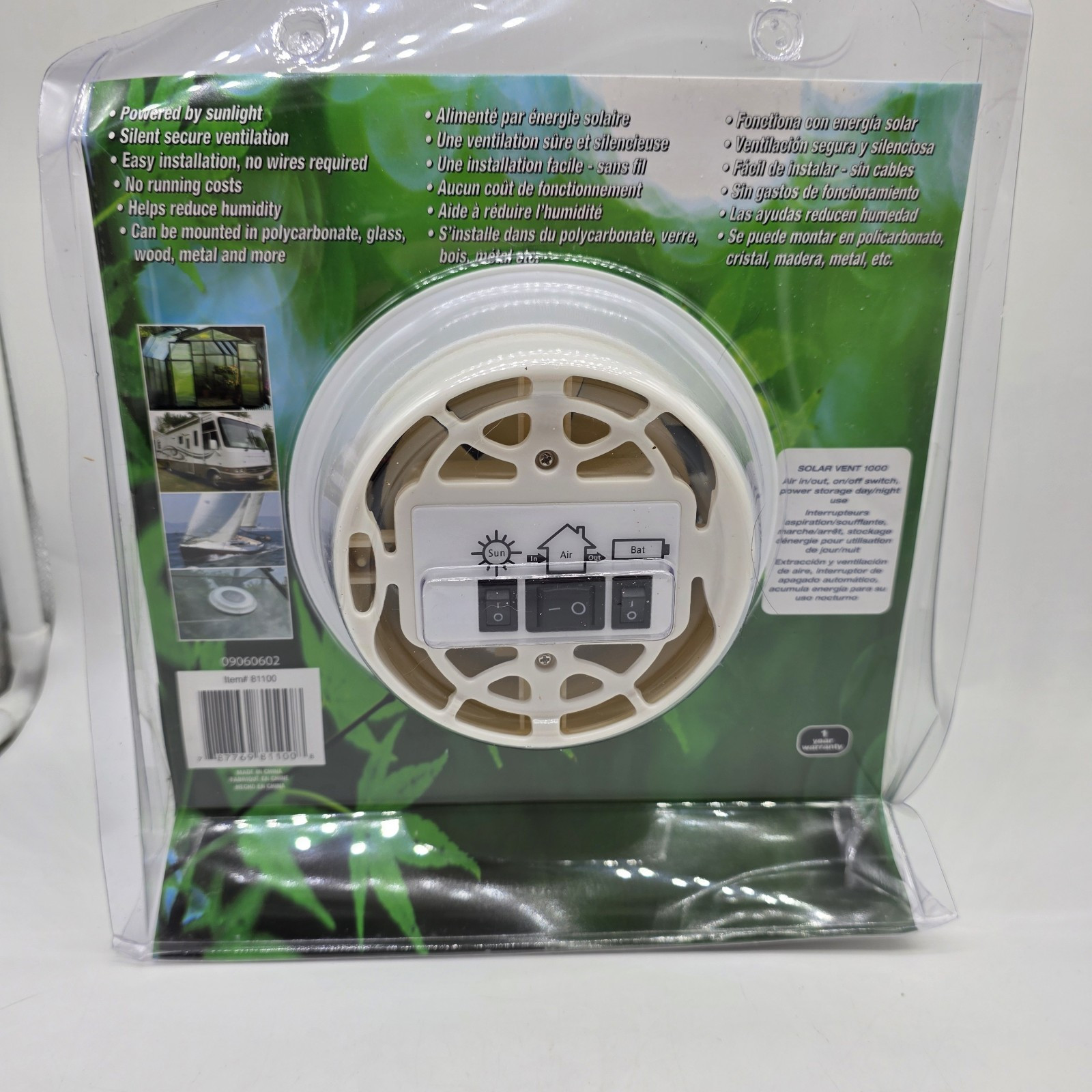 Sunforce Solar Vent 1000 For Campers Boats Greenhouse Port-a-potty Solar RV