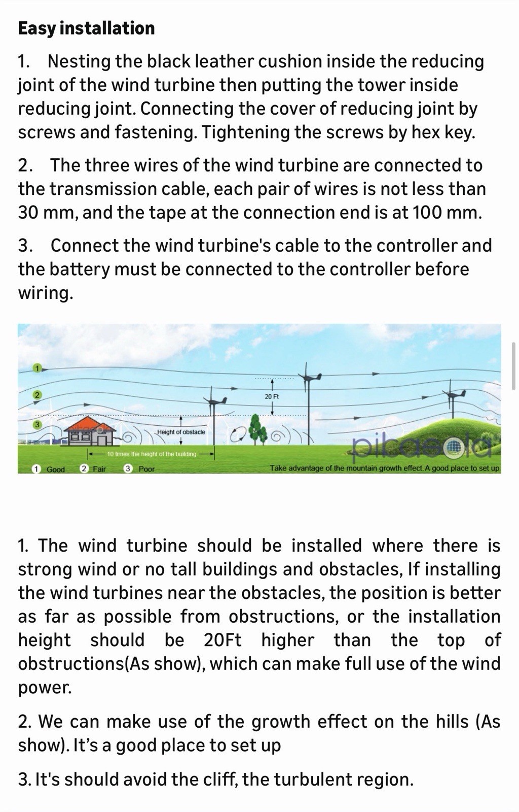 Pikasola Wind Turbine Power Generator 400W 24V – 3 Blade With Charge Controller