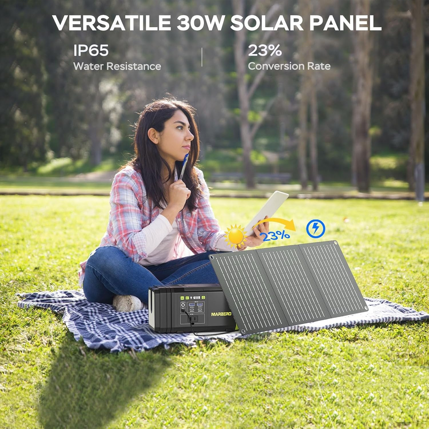 118Wh Solar Generator with Telescopic Camping Lights 32000Mah 160W Max Portable