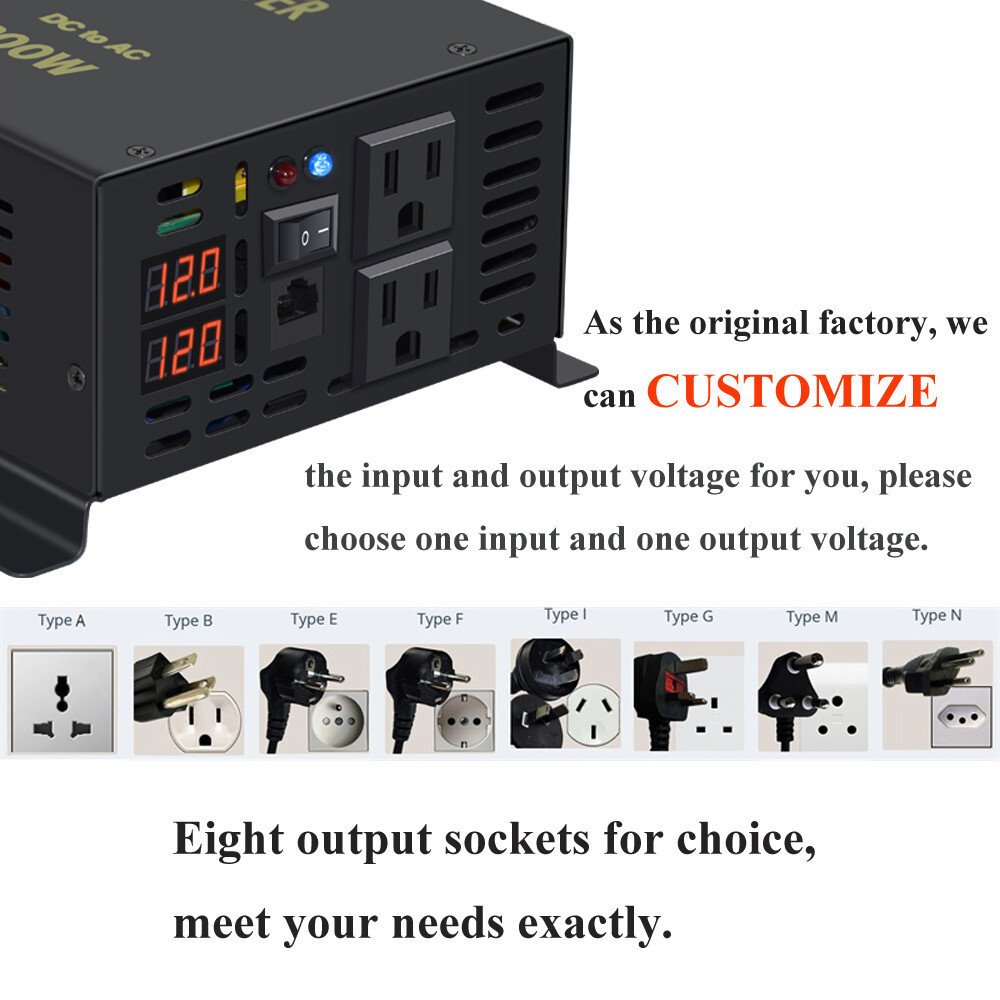 Pure Sine Wave Inverter 24V to 110V 220V 600W Generator Car Truck Solar Remote