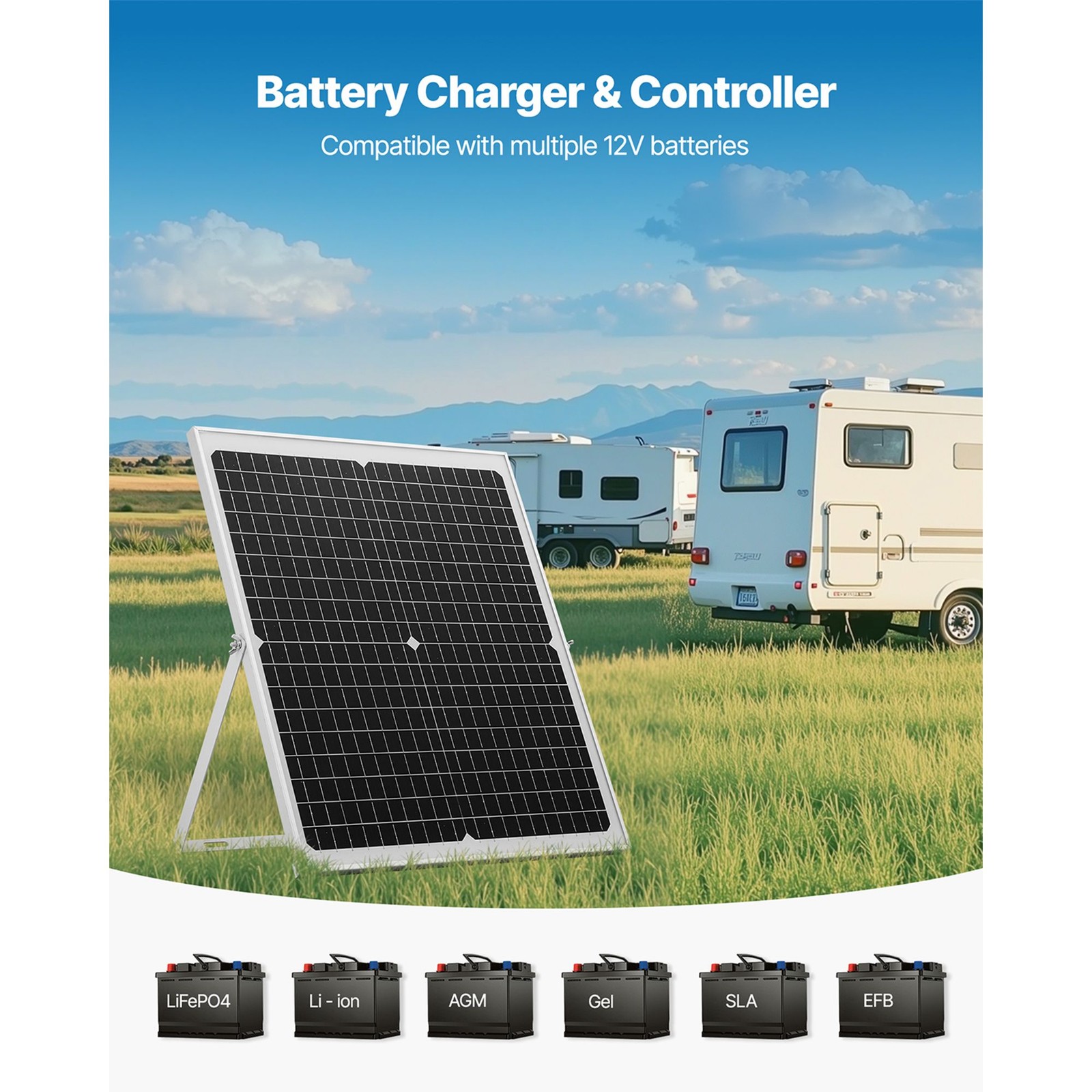 30W 12V Solar Charger IP67 Waterproof MPPT for RV Boat Car
