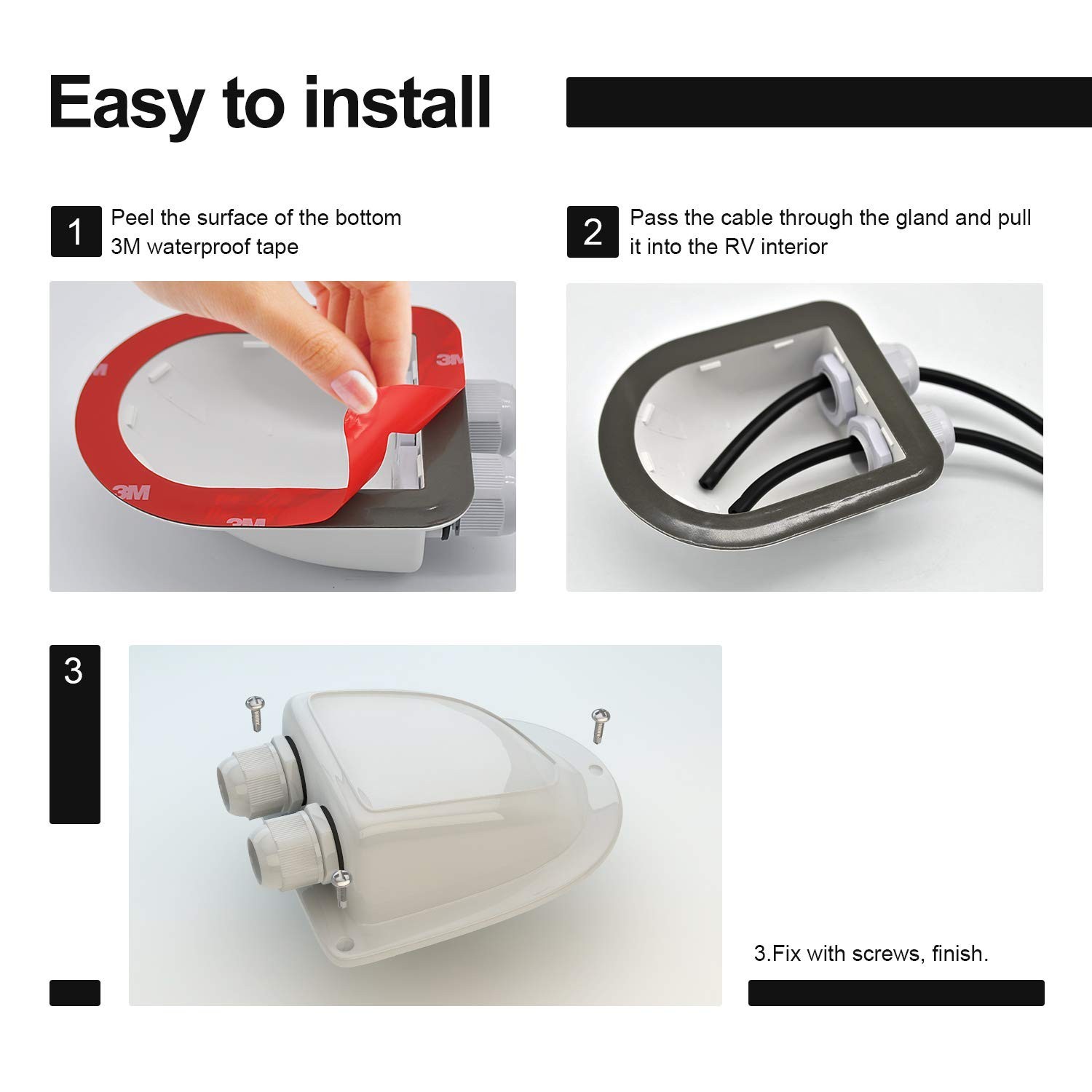 Solar Double Cable Entry Gland – ABS Waterproof for 2mm² to 6mm² Cables – RV, Bo