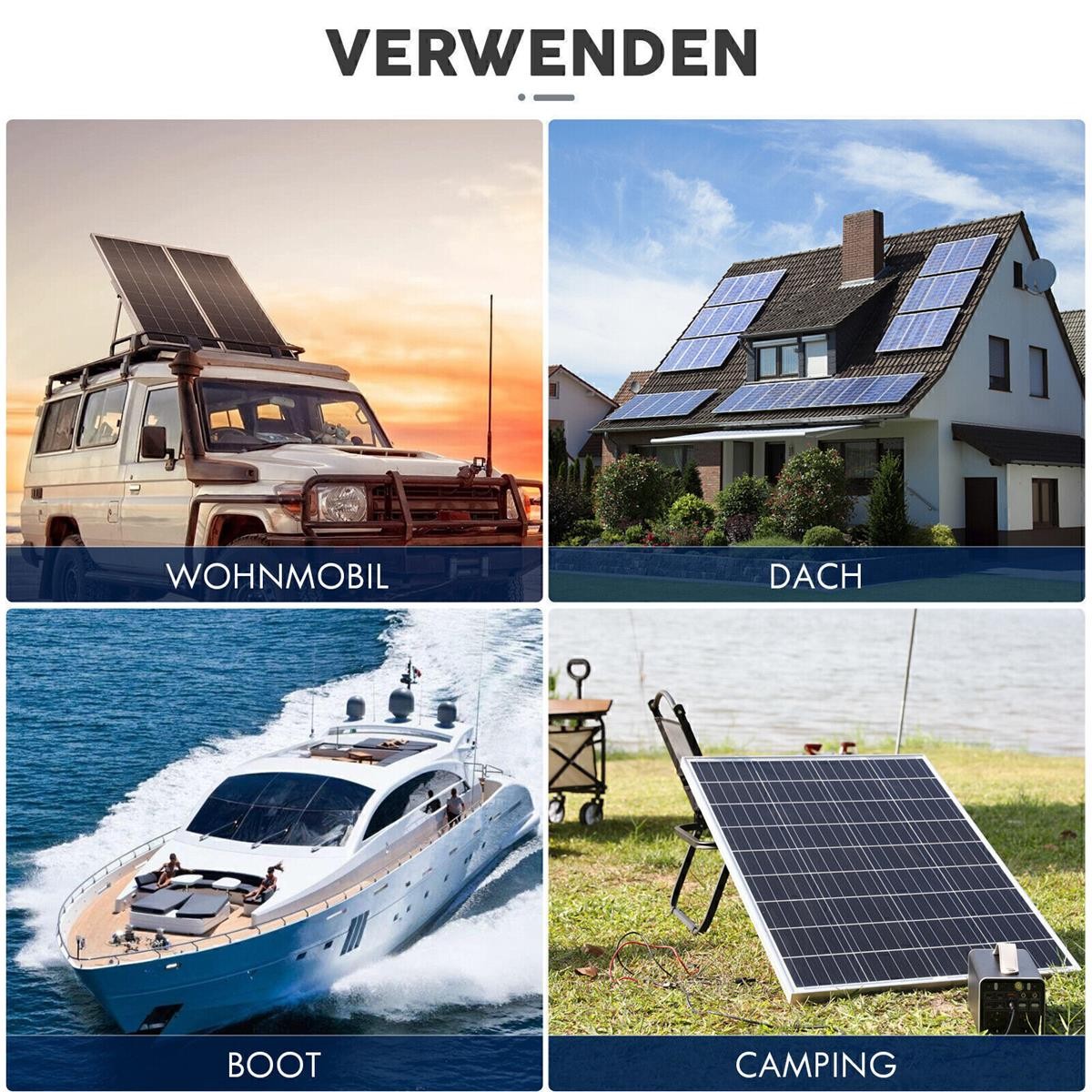 PFCTART 200 Watt 12V Monocrystalline Solar Panel for Battery Charger RV PV Power