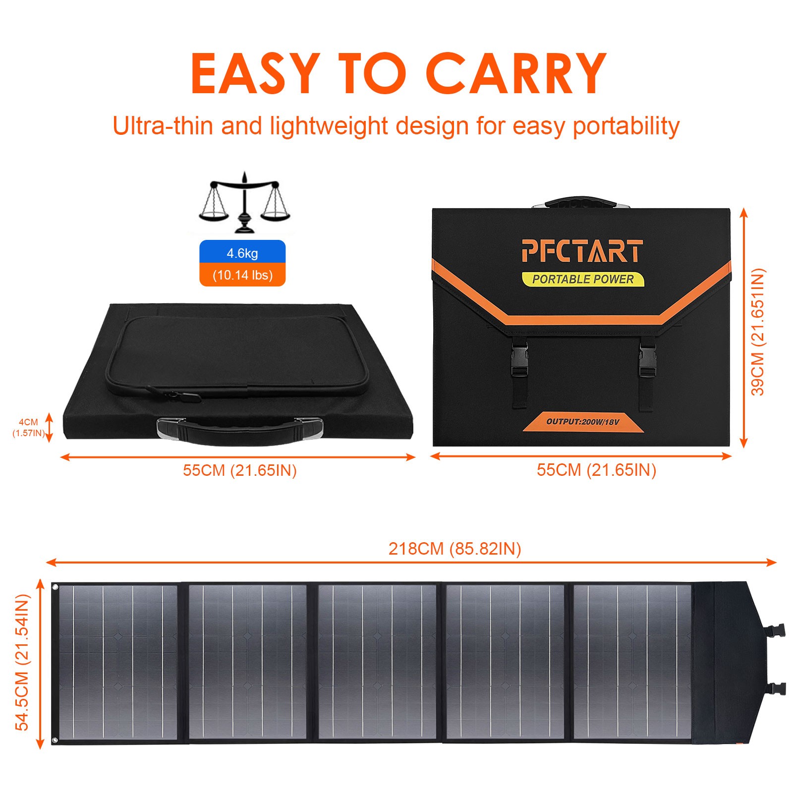 200W 18V Folde Solar Panel Kit Solar Charger for RV Camping Fishing Outdoor US