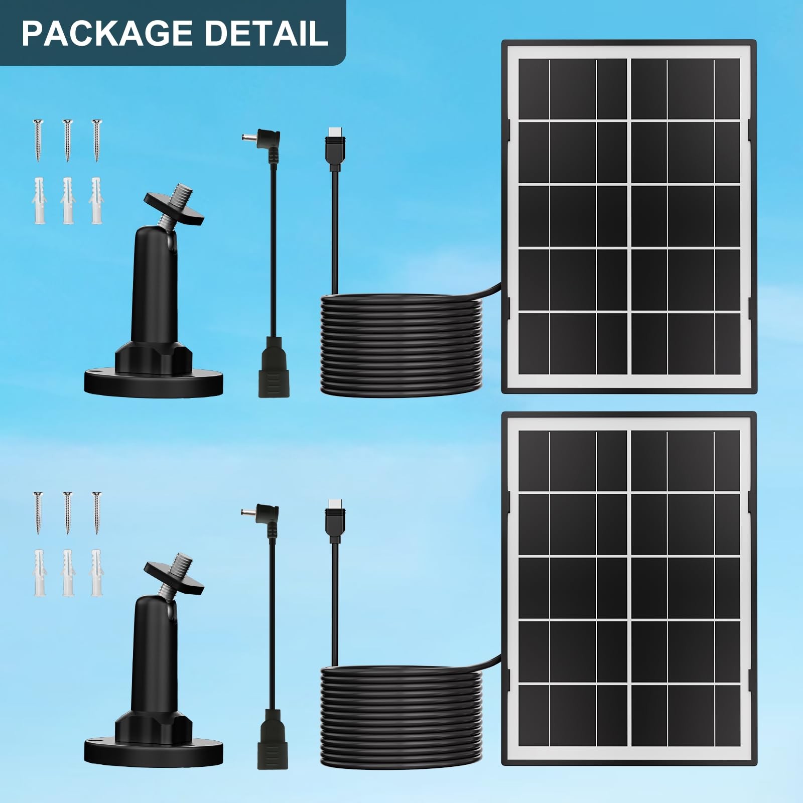 7W Solar Panel for Ring,2Pack Solar Charger for Stick Up Cam, Stick Up Cam Pr…