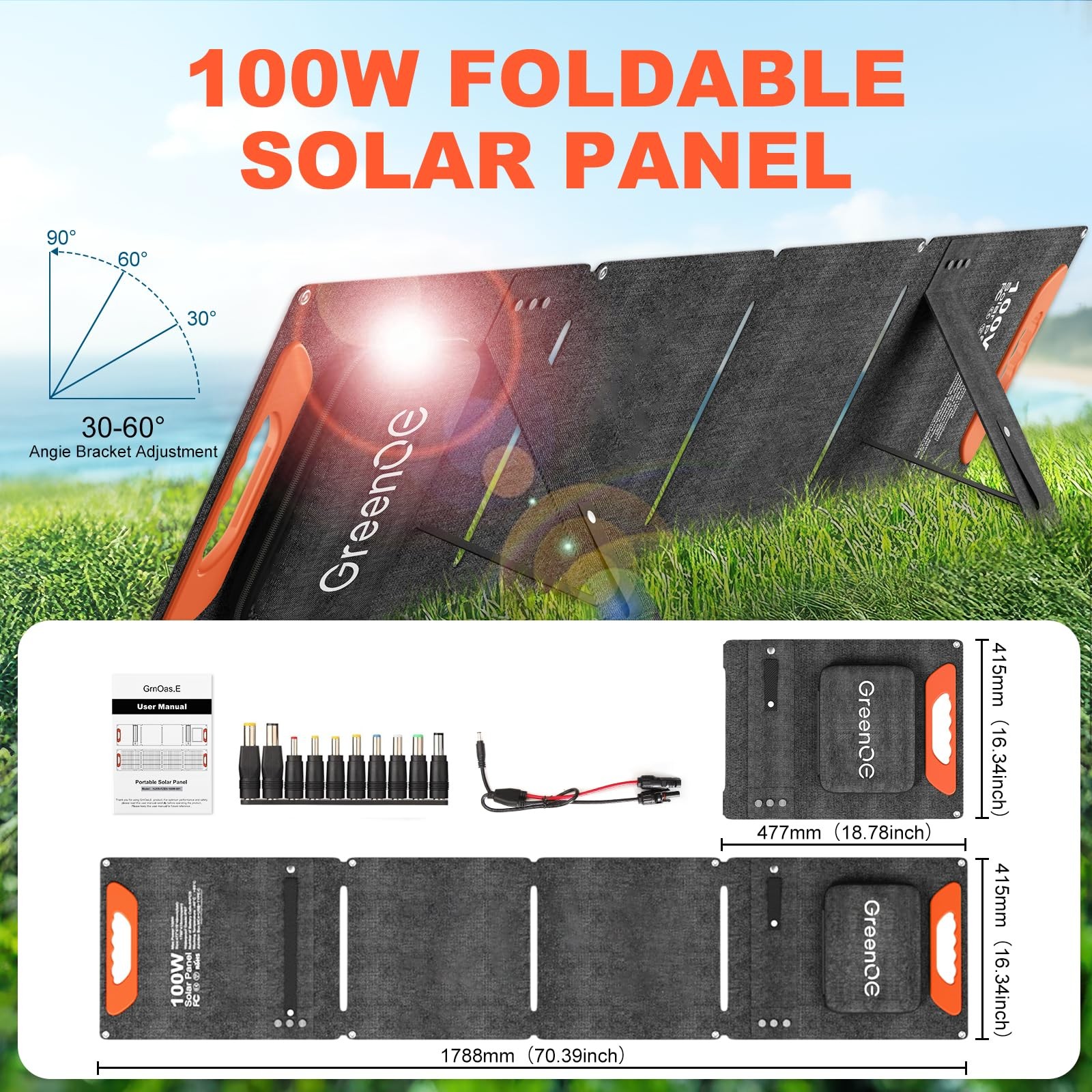 GREENOE 100 Watt Foldable Solar Panel, High Efficiency Solar Panels Portable …