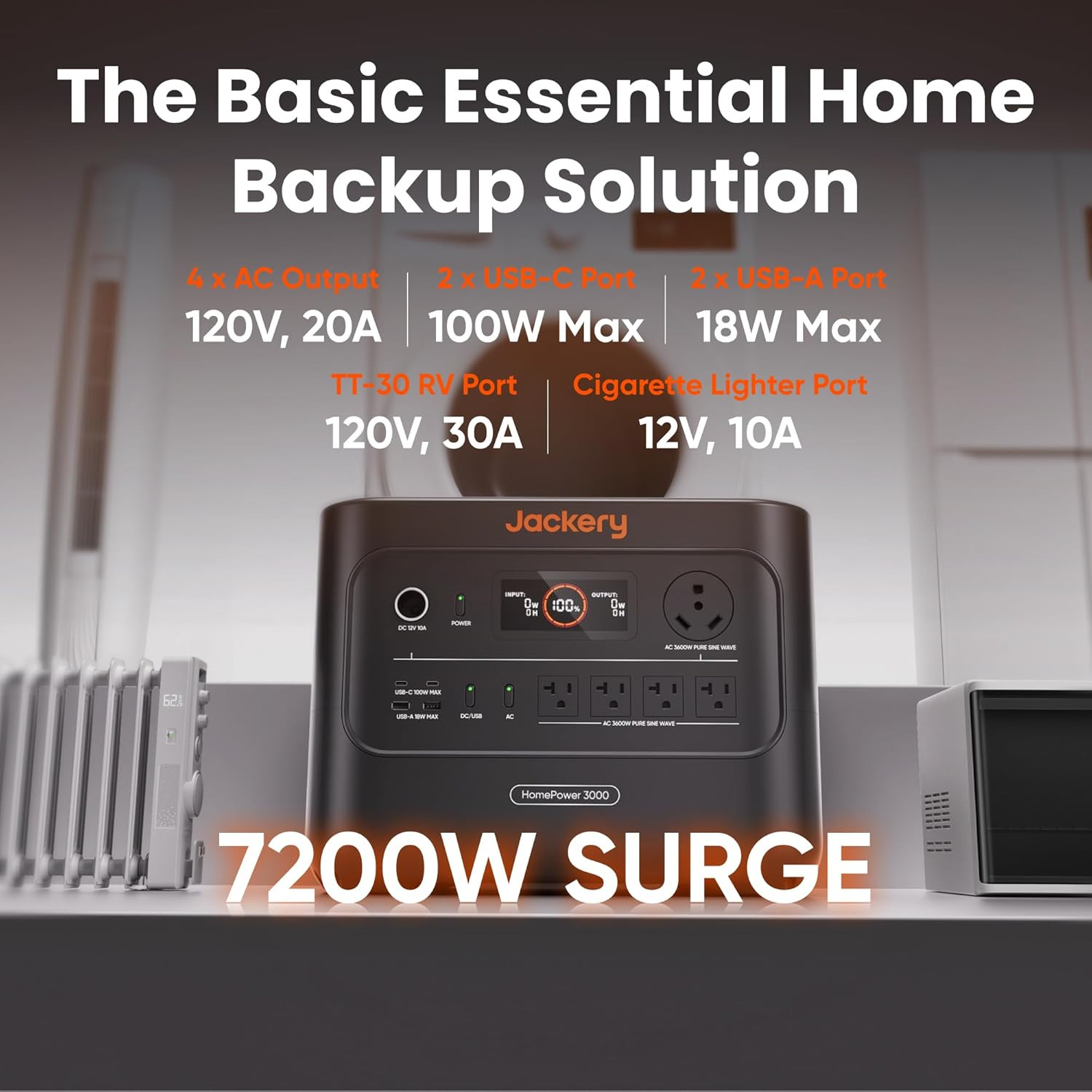 Jackery Homepower 3000 Portable Power Station with 2X 200W Solar Panels, 3600W (