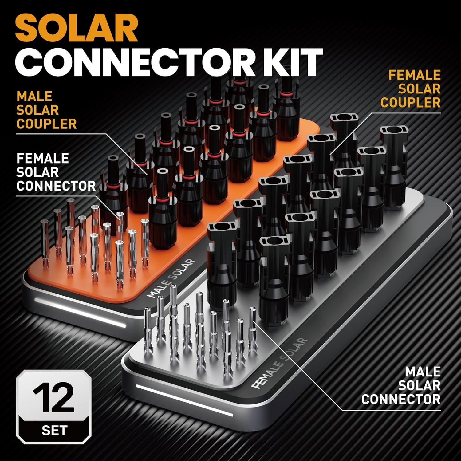 Professional Solar Connector Tool Kit: 12 Pairs Connector & Ergonomic Crimper