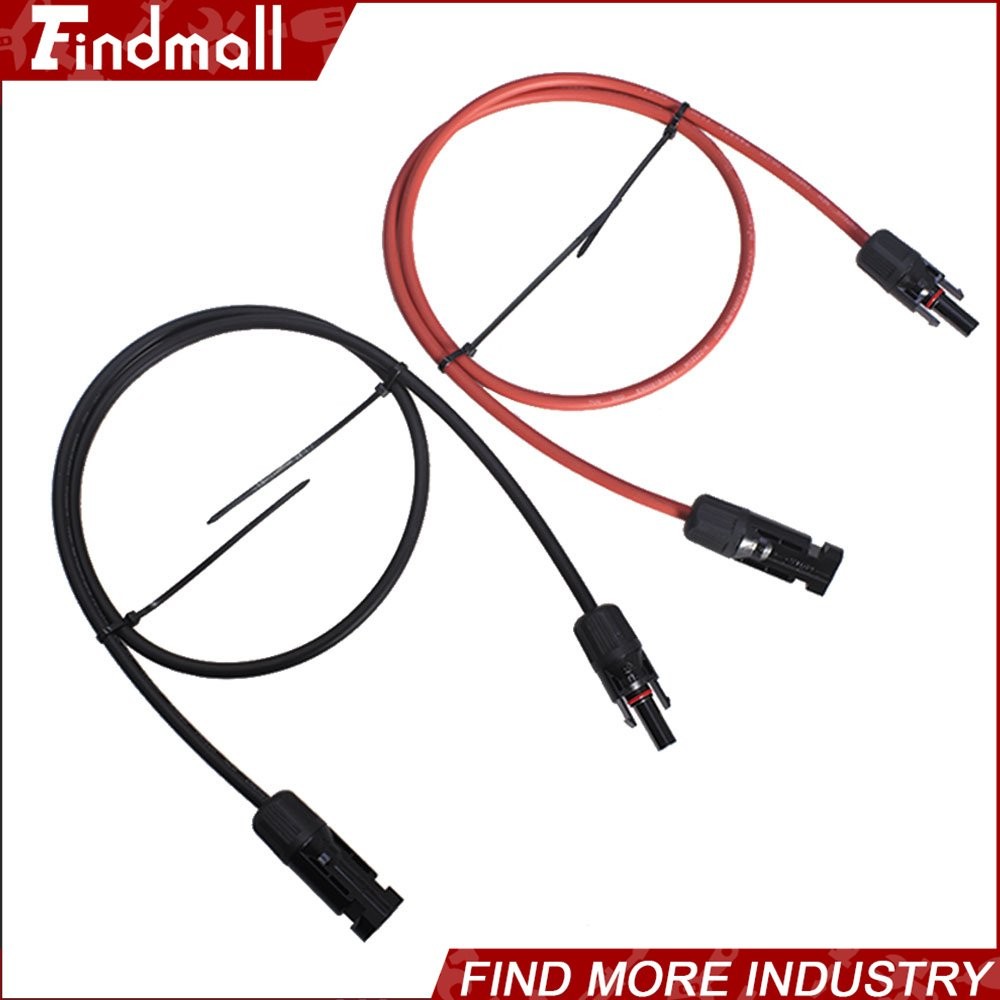 Findmall 1Pair 10ft Black + Red 12AWG Solar Panel Extension Cable Wire Connector