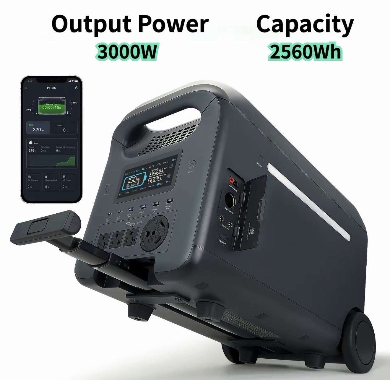 3000W 2560Wh LiFePO4 PortablePower Station with Remote Control
