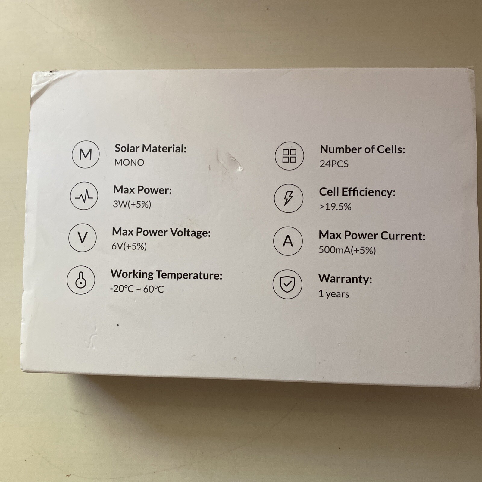 NOS NETVUE 3W Solar Panel, Type-C Charger, Waterproof, Lite White, NA-S002W-TC